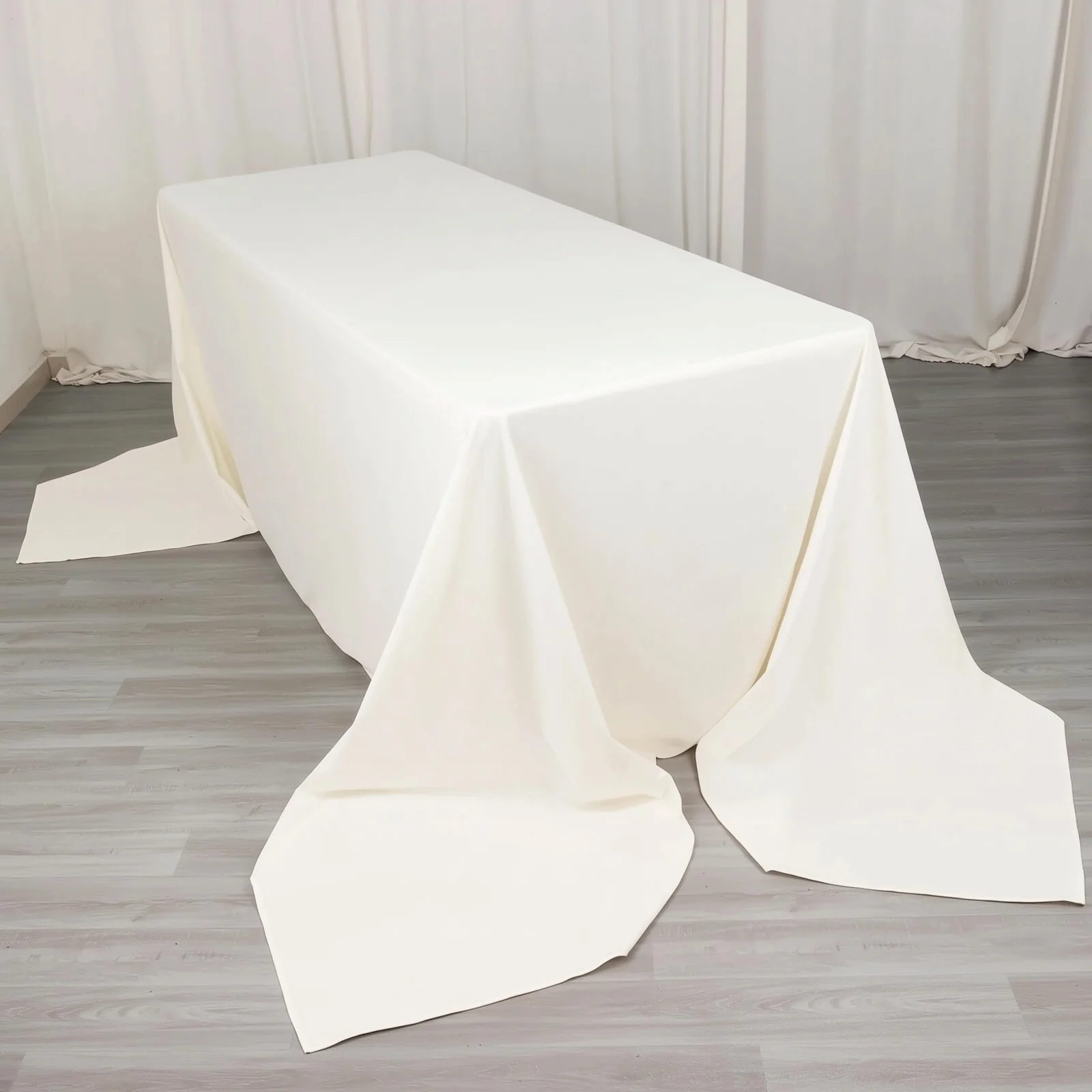 Scuba Rectangular Tablecloth 90"x156" Ivory - Seamless & Wrinkle Free Table Cover - Image 8