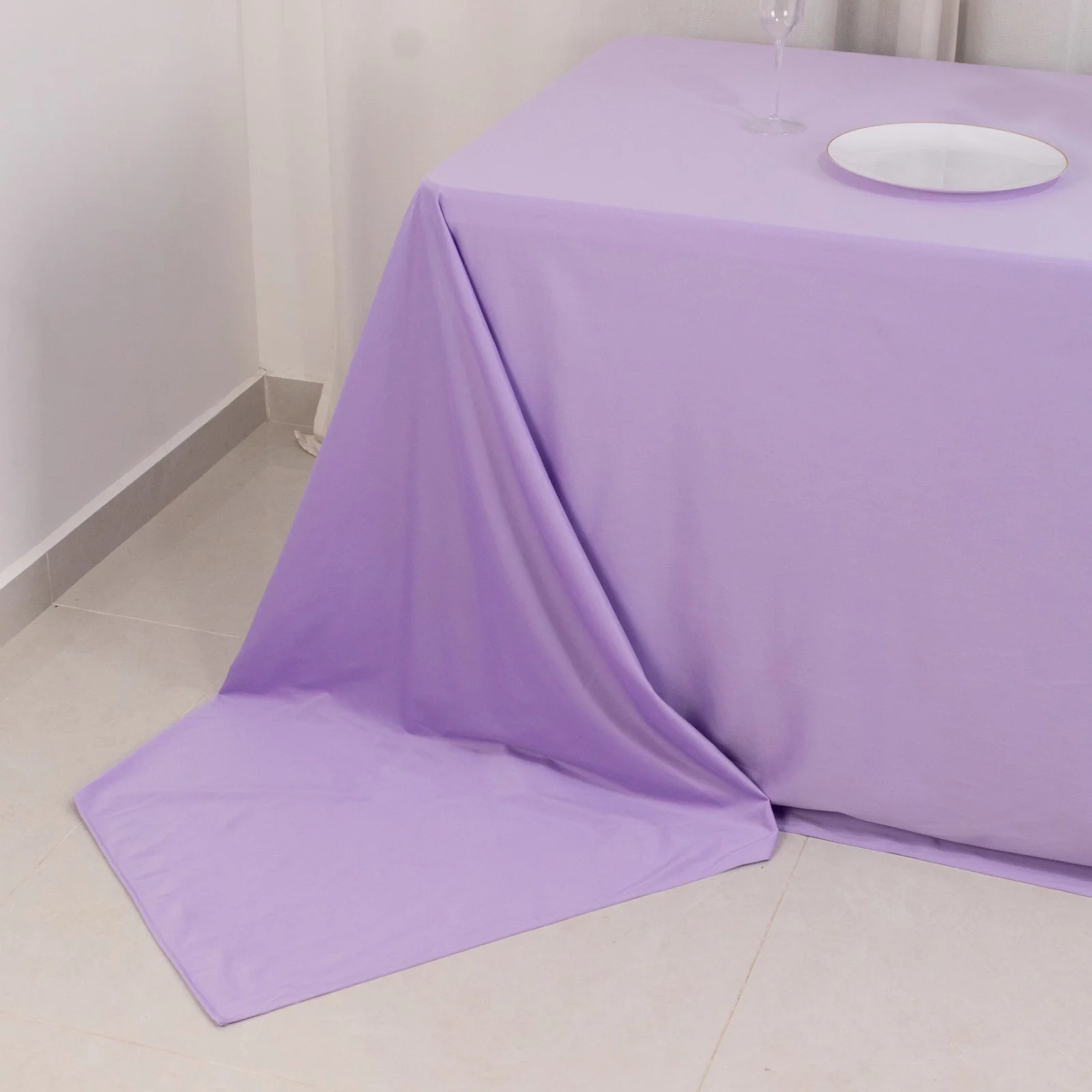 Scuba Rectangular Tablecloth 90"x156" Lavender Lilac - Seamless & Wrinkle Free Table Cover - Image 7