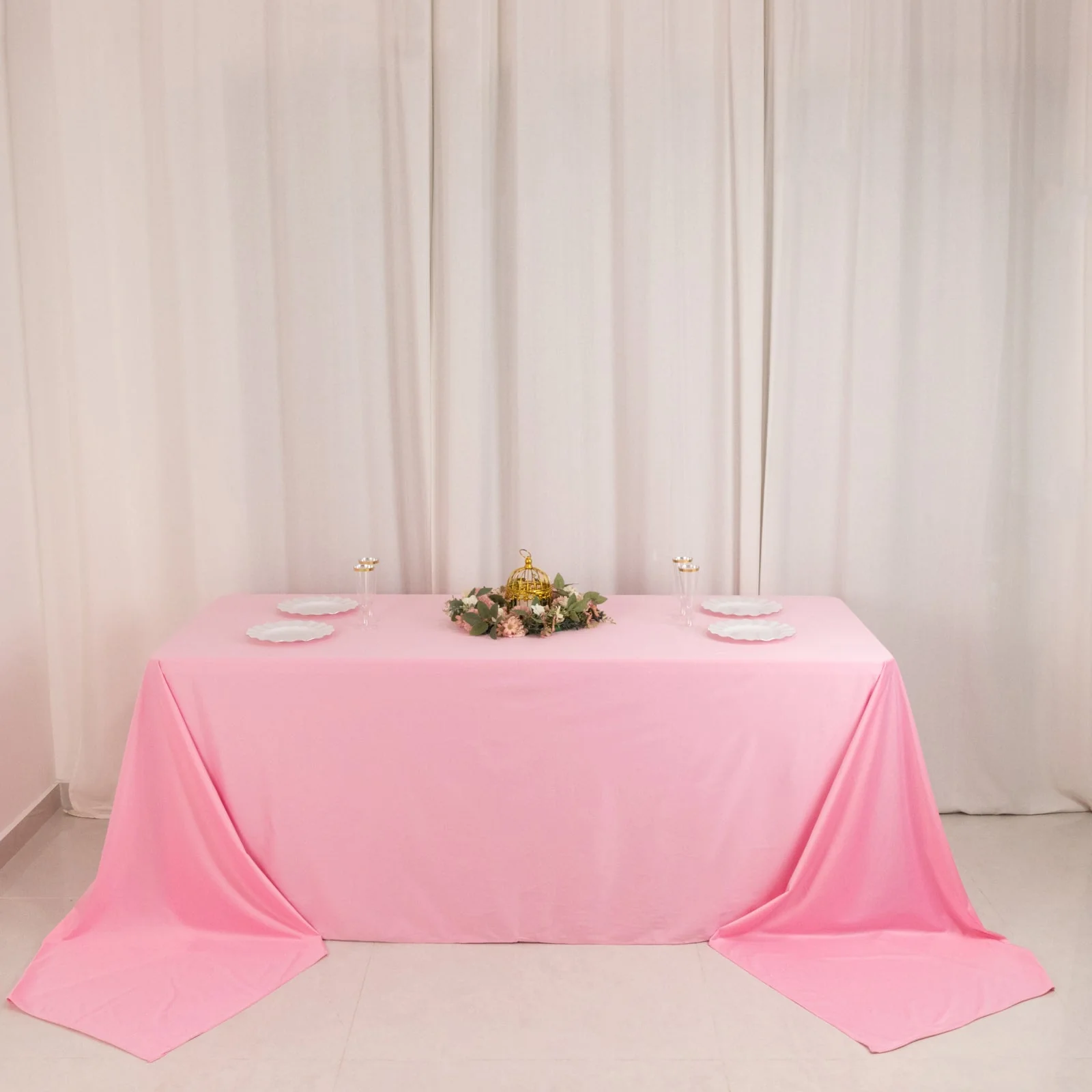 Scuba Rectangular Tablecloth 90"x156" Pink - Seamless & Wrinkle Free Table Cover - Image 6