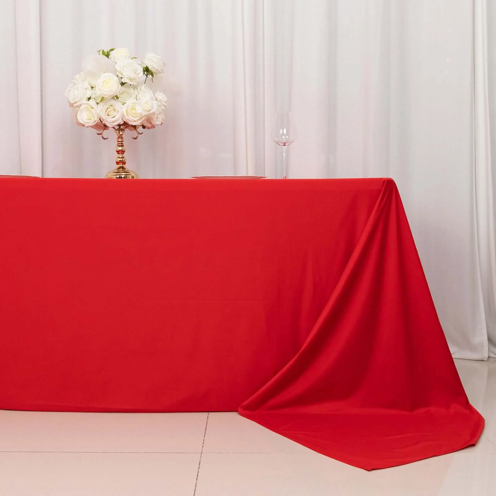 Scuba Rectangular Tablecloth 90"x156" Red - Seamless & Wrinkle Free Table Cover - Image 2