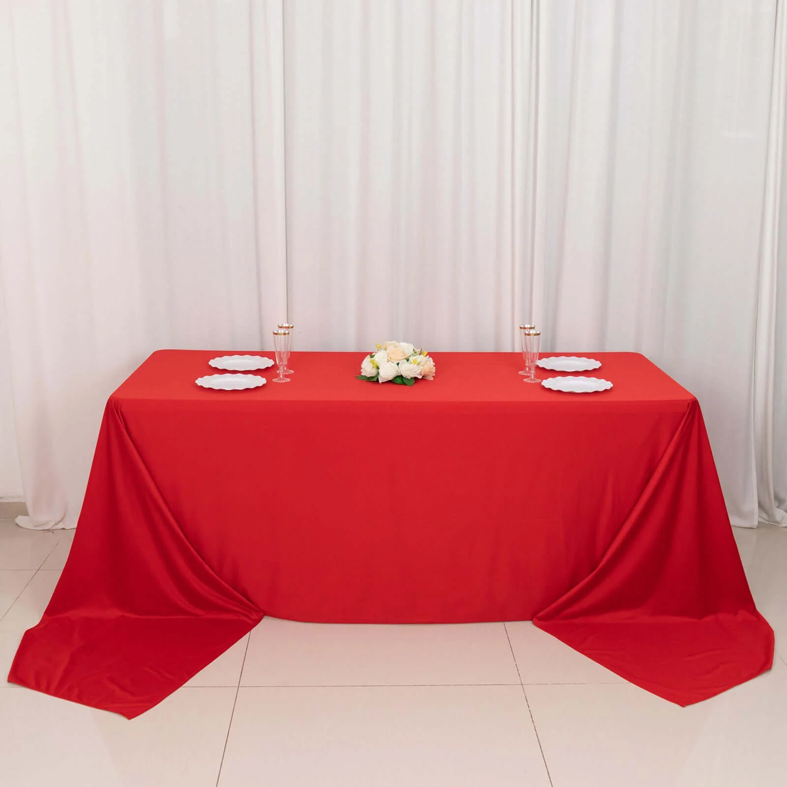 Scuba Rectangular Tablecloth 90"x156" Red - Seamless & Wrinkle Free Table Cover - Image 6