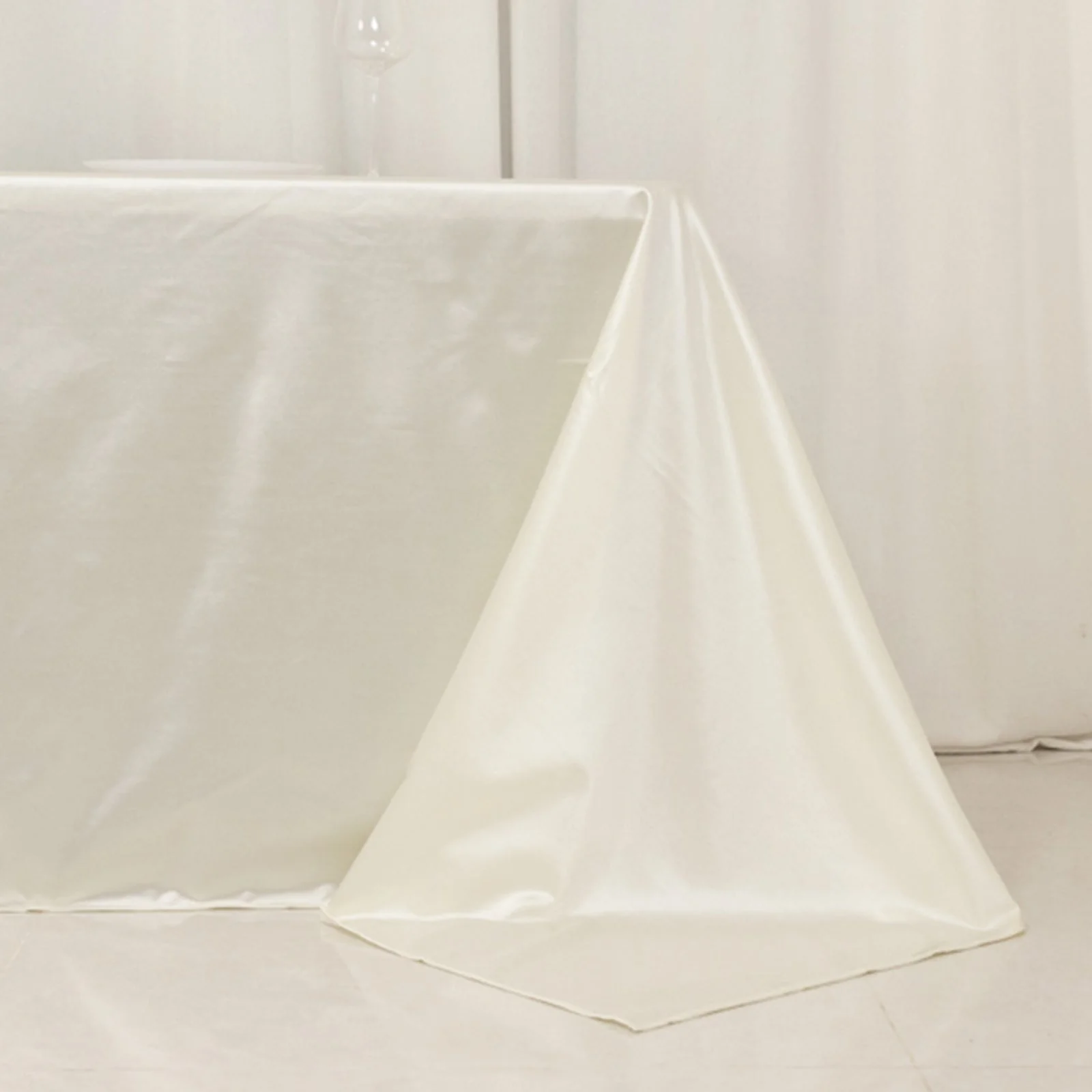 Scuba Rectangular Tablecloth 90"x156" Shimmer Pearl White - Wrinkle Free & Stain Resistant Seamless Table Cover - Image 2