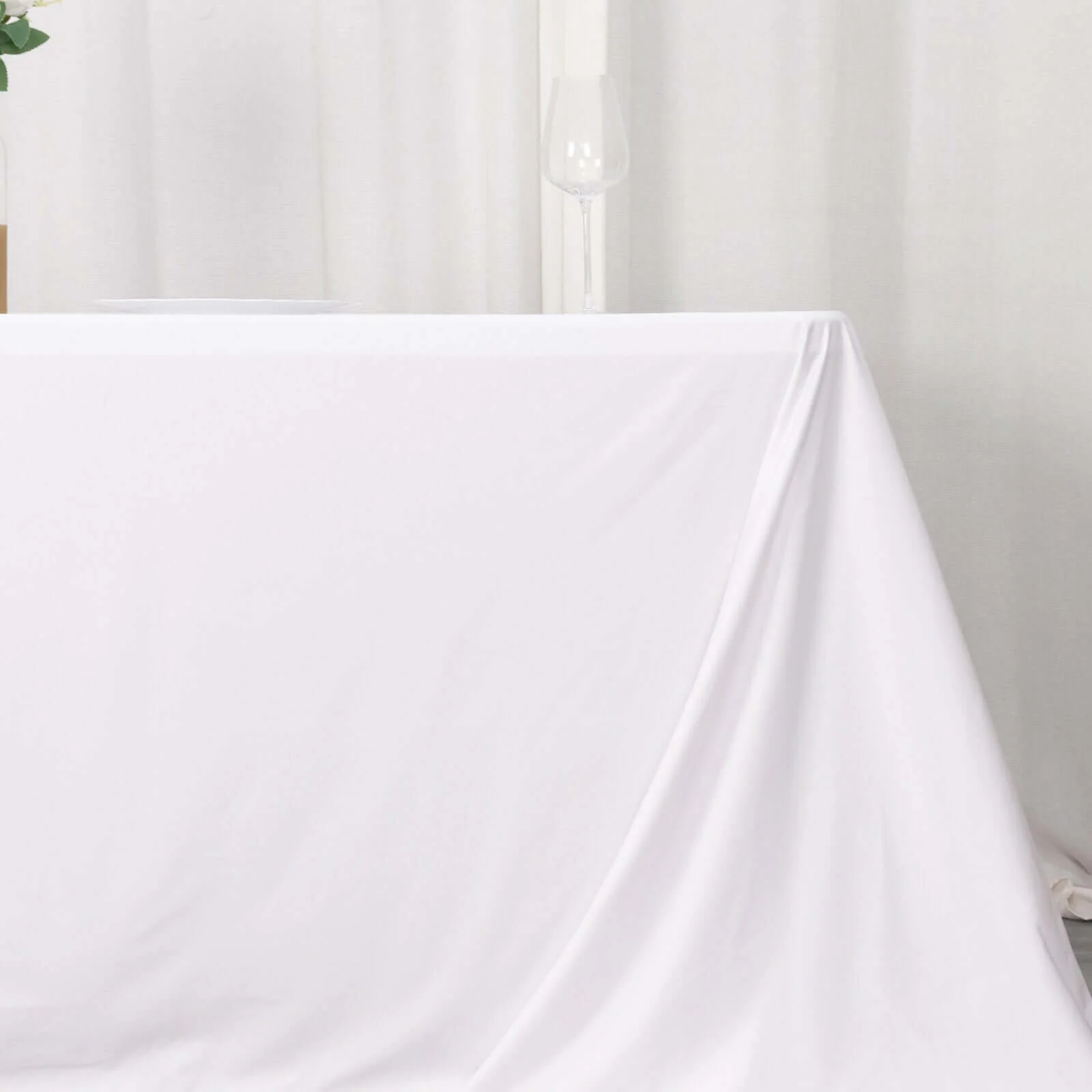 Scuba Rectangular Tablecloth 90"x156" White - Wrinkle Free & Stain Resistant Seamless Table Cover - Image 2