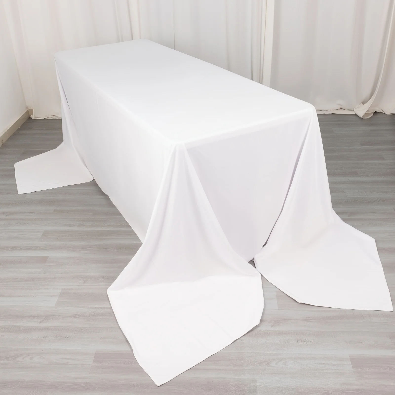 Scuba Rectangular Tablecloth 90"x156" White - Wrinkle Free & Stain Resistant Seamless Table Cover - Image 3