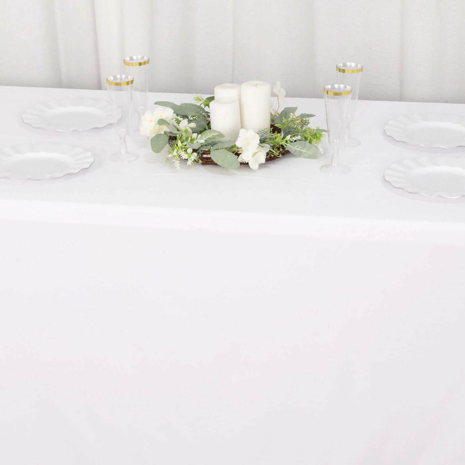 Scuba Rectangular Tablecloth 90"x156" White - Wrinkle Free & Stain Resistant Seamless Table Cover - Image 7