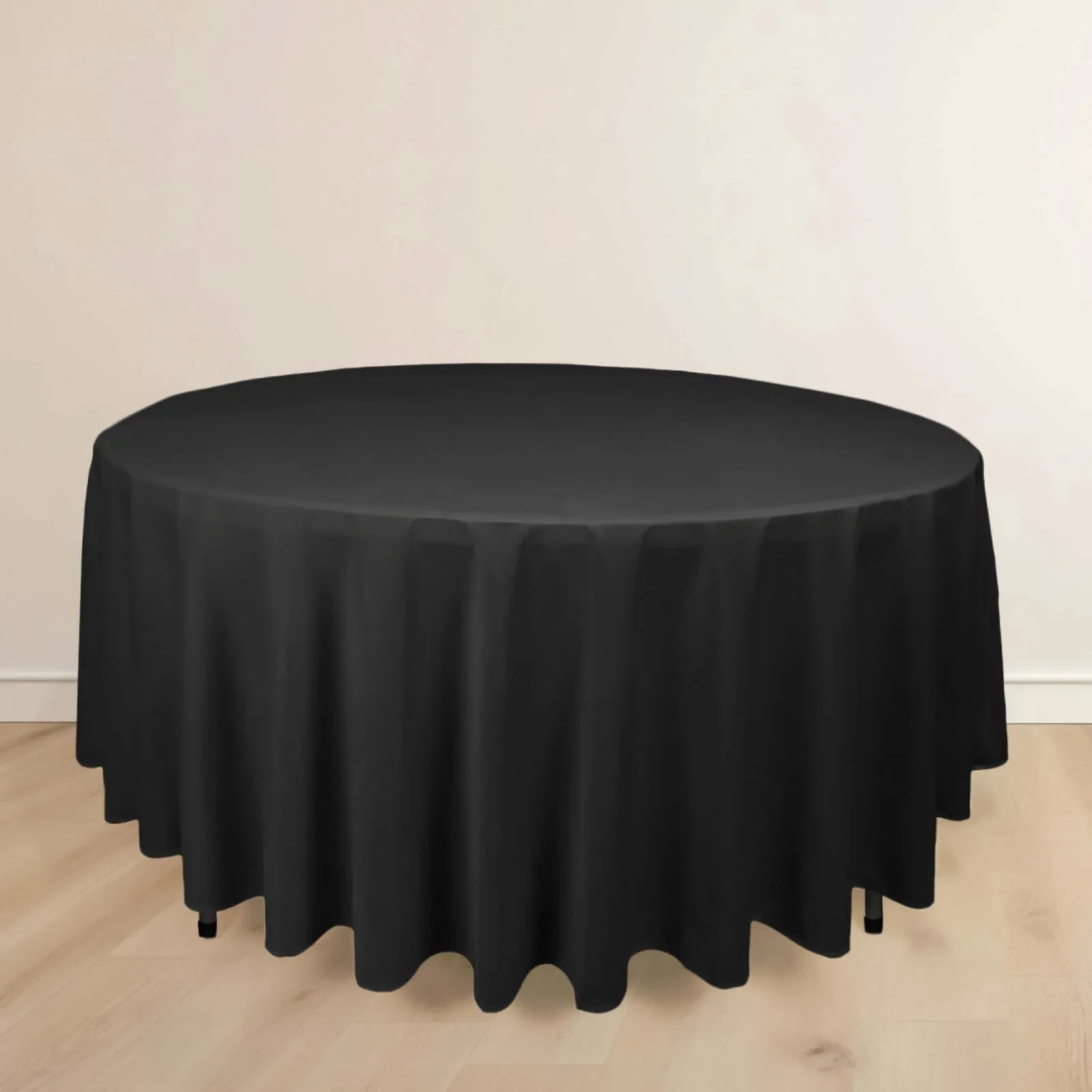 Scuba Round Tablecloth 108" Black - Wrinkle Free & Stain Resistant Sophisticated Table Cover