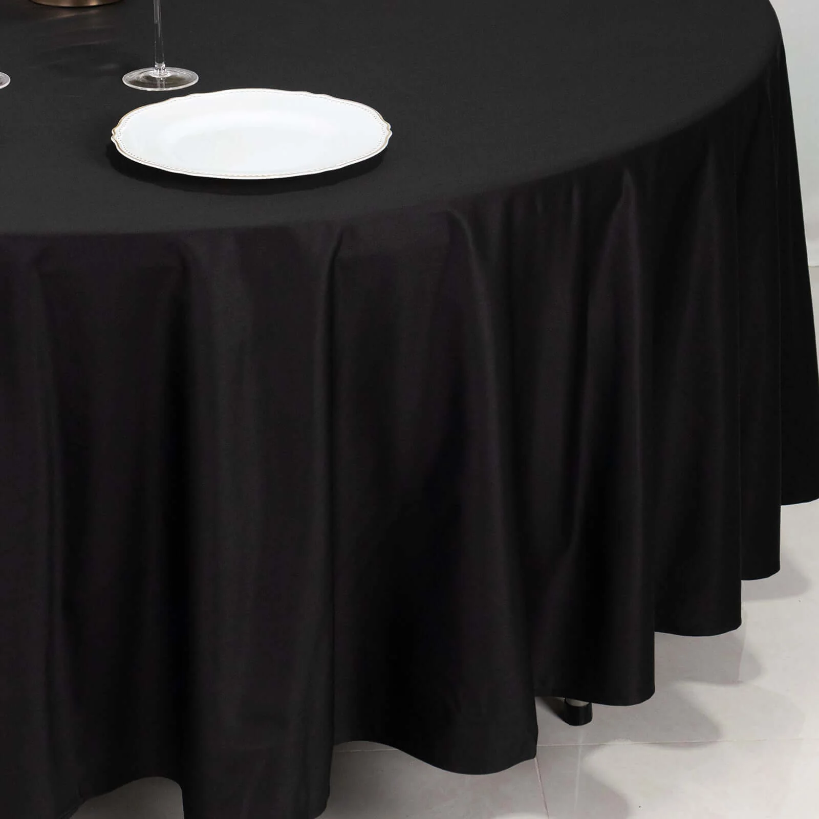 Scuba Round Tablecloth 108" Black - Wrinkle Free & Stain Resistant Sophisticated Table Cover - Image 7