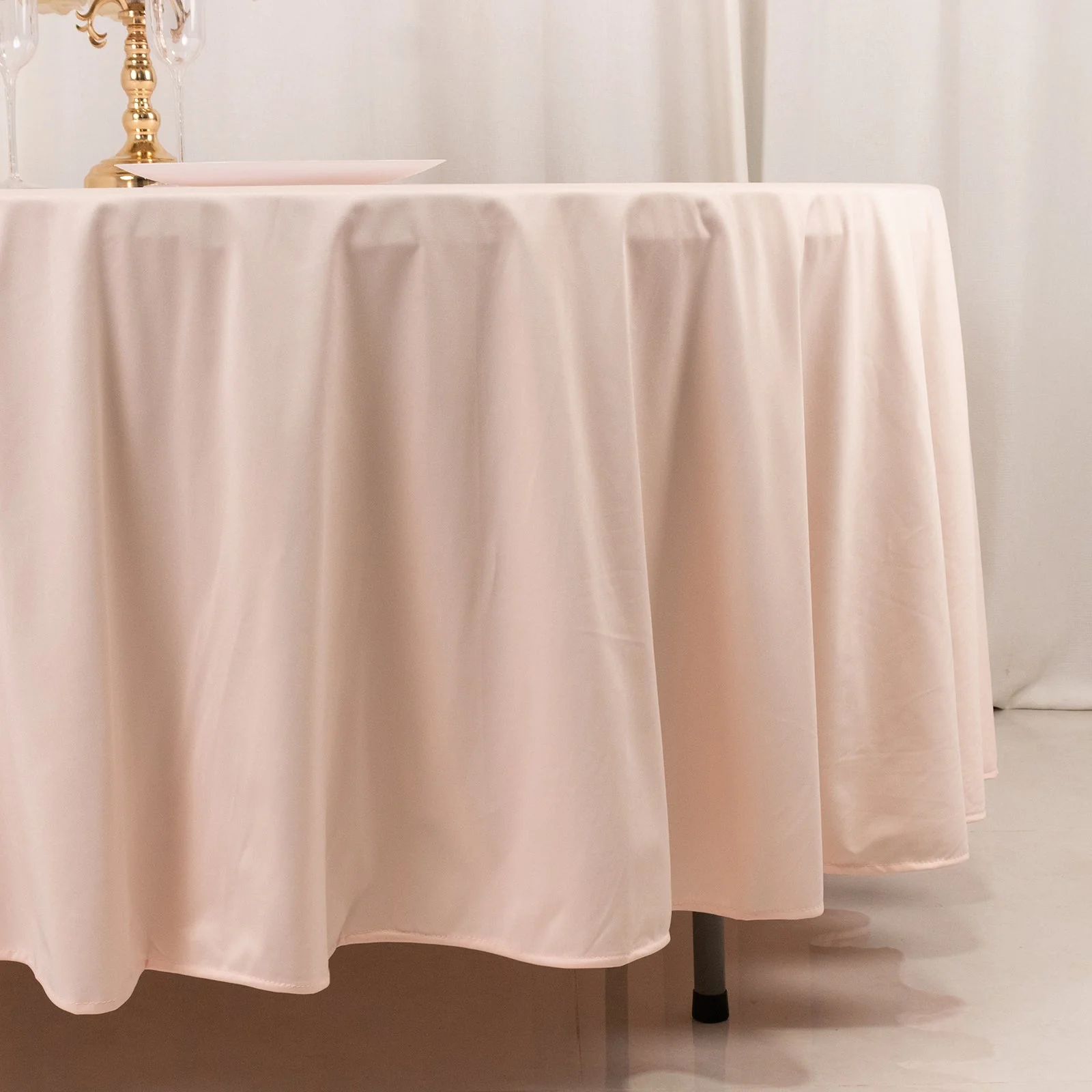Scuba Round Tablecloth 108" Blush - Wrinkle Free Table Cover - Image 2