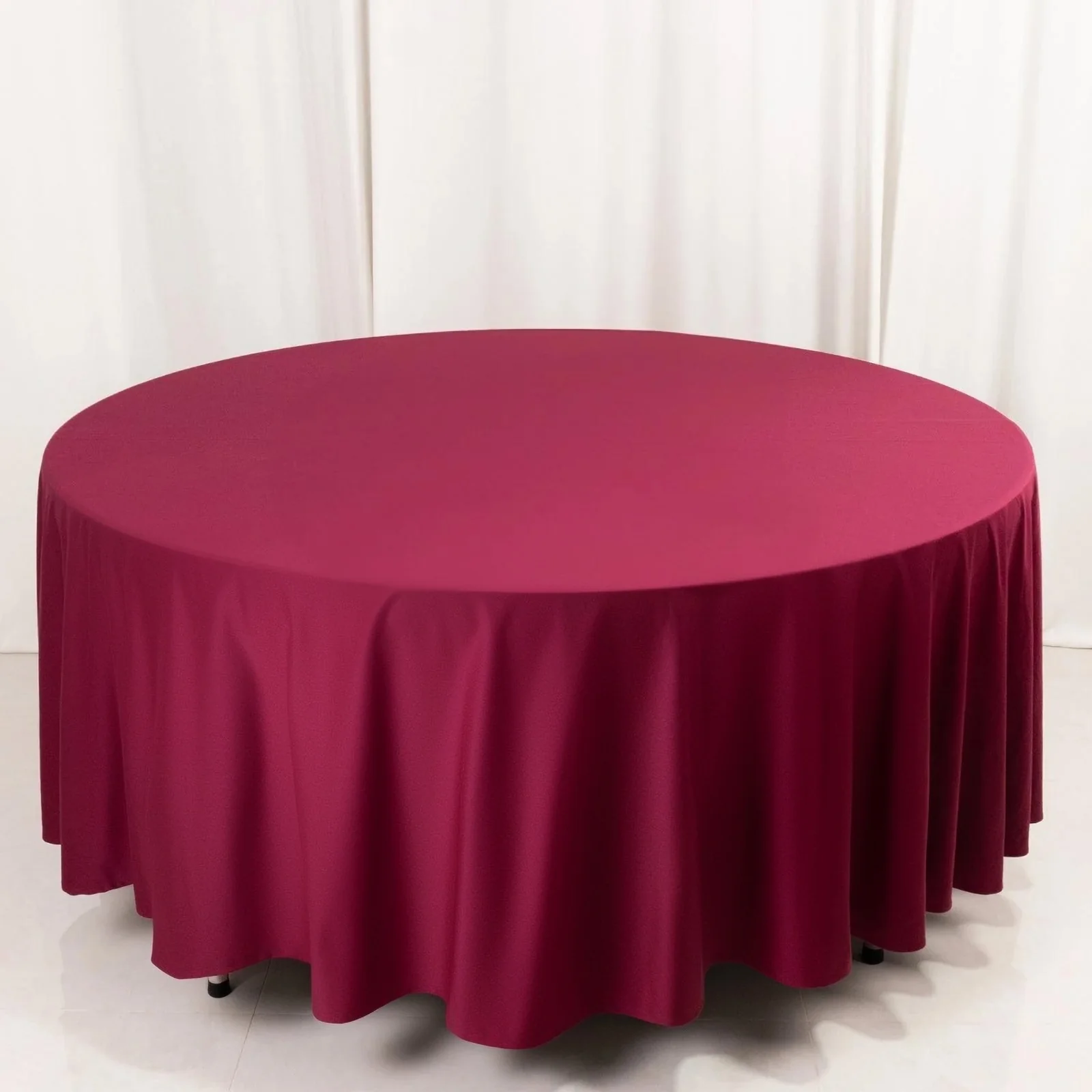 Scuba Round Tablecloth 108" Burgundy - Wrinkle Free Table Cover
