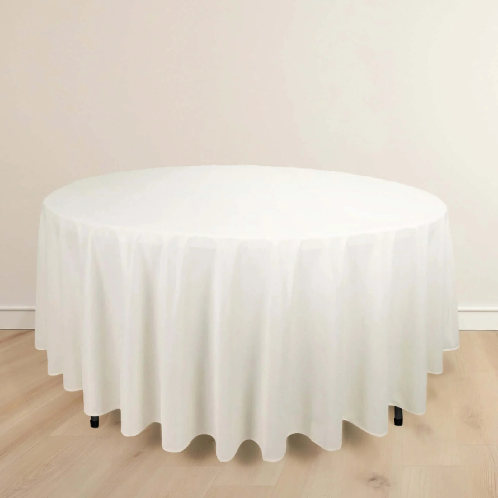 Scuba Round Tablecloth 108" Ivory - Wrinkle Free Table Cover