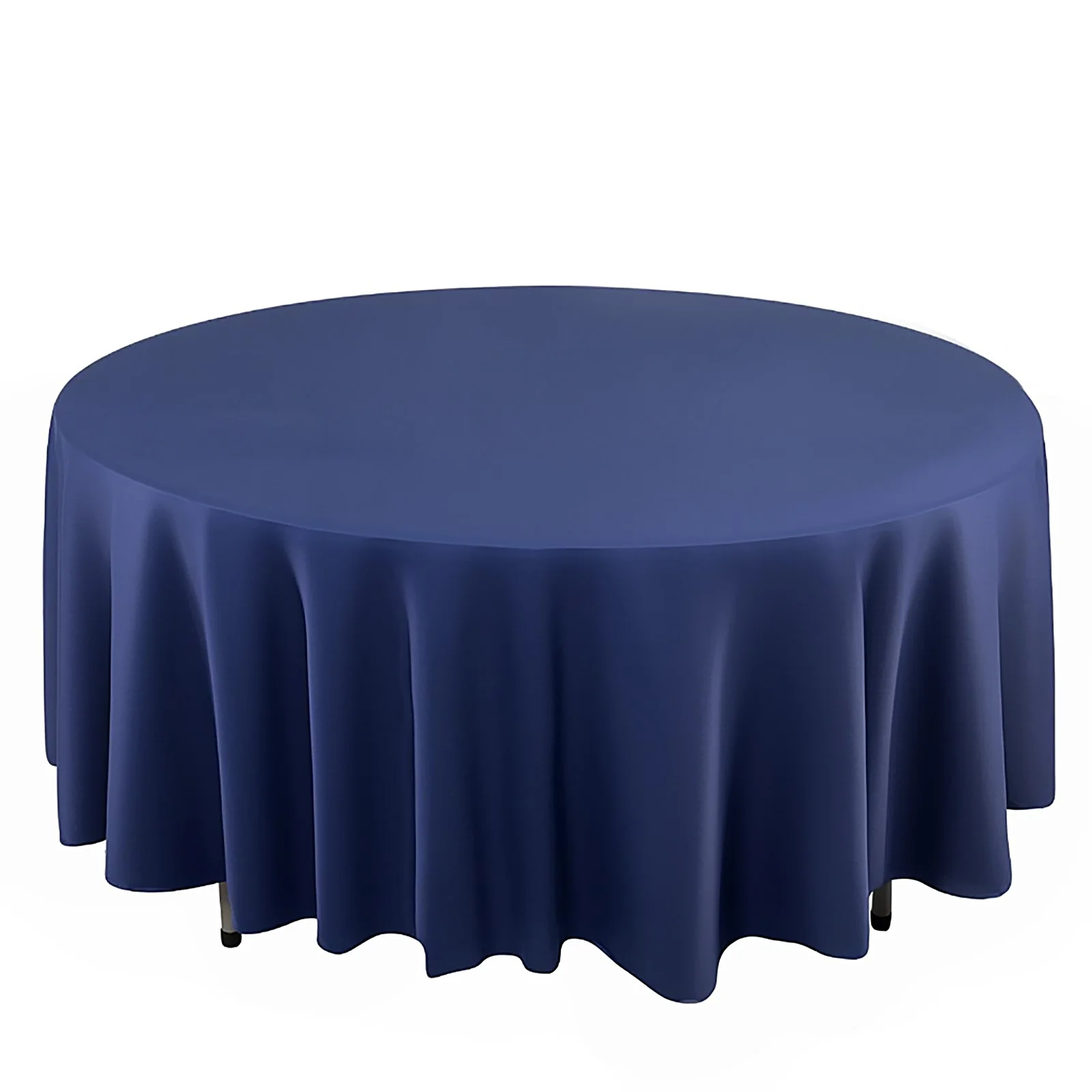 Scuba Round Tablecloth 108" Navy Blue - Wrinkle Free Table Cover - Image 3