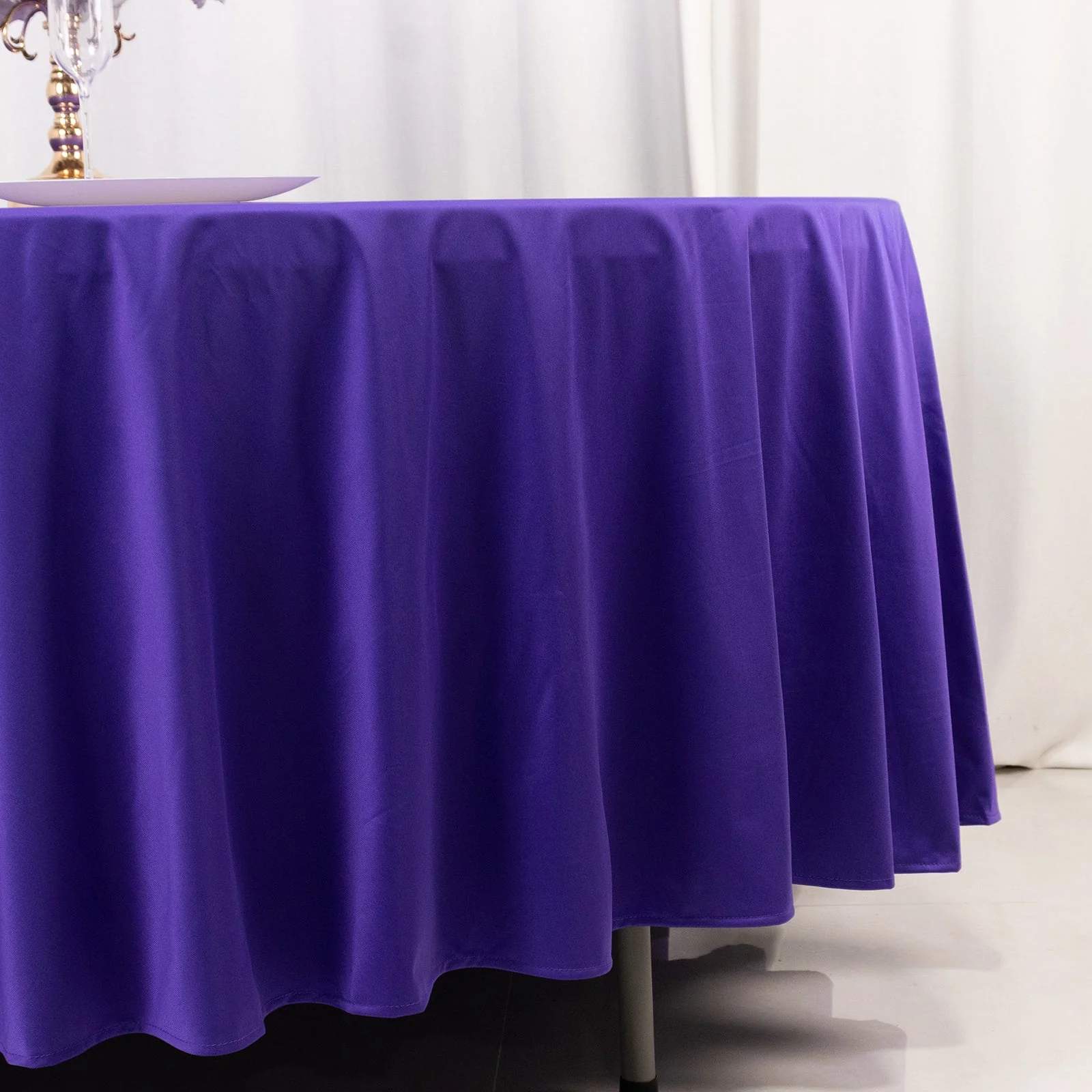 Scuba Round Tablecloth 108" Purple - Wrinkle Free Table Cover - Image 2