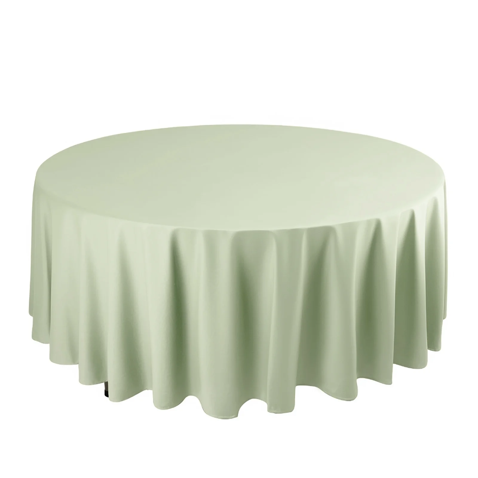 Scuba Round Tablecloth 108" Sage Green - Wrinkle Free Table Cover - Image 3