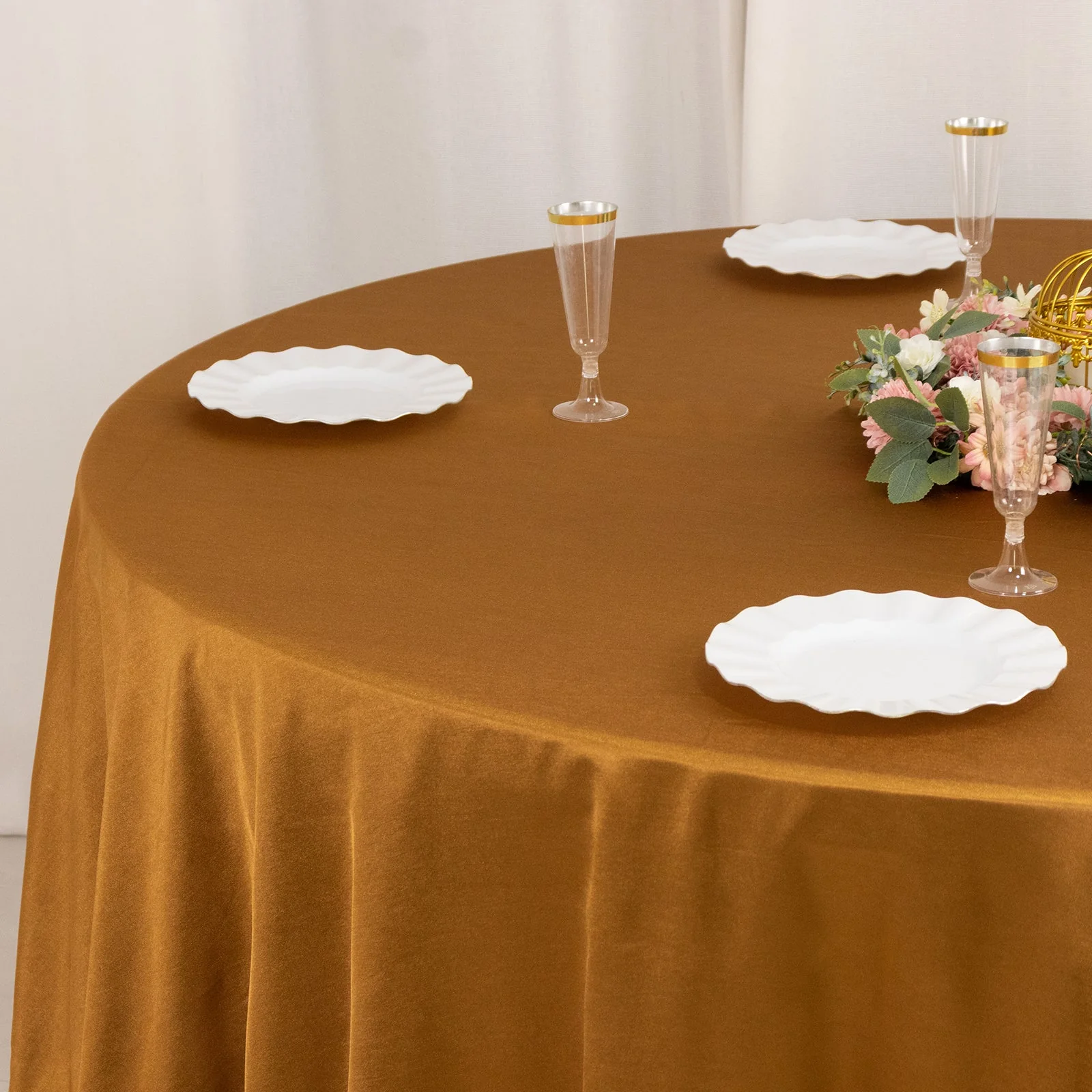 Scuba Round Tablecloth 108" Shimmer Gold - Wrinkle Free & Stain Resistant Table Cover - Image 4