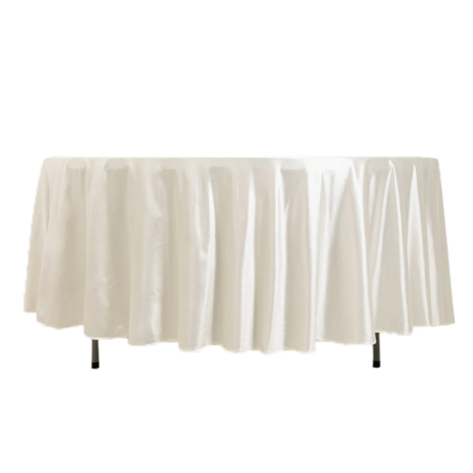 Scuba Round Tablecloth 108" Shimmer Pearl White - Wrinkle Free Table Cover - Image 6