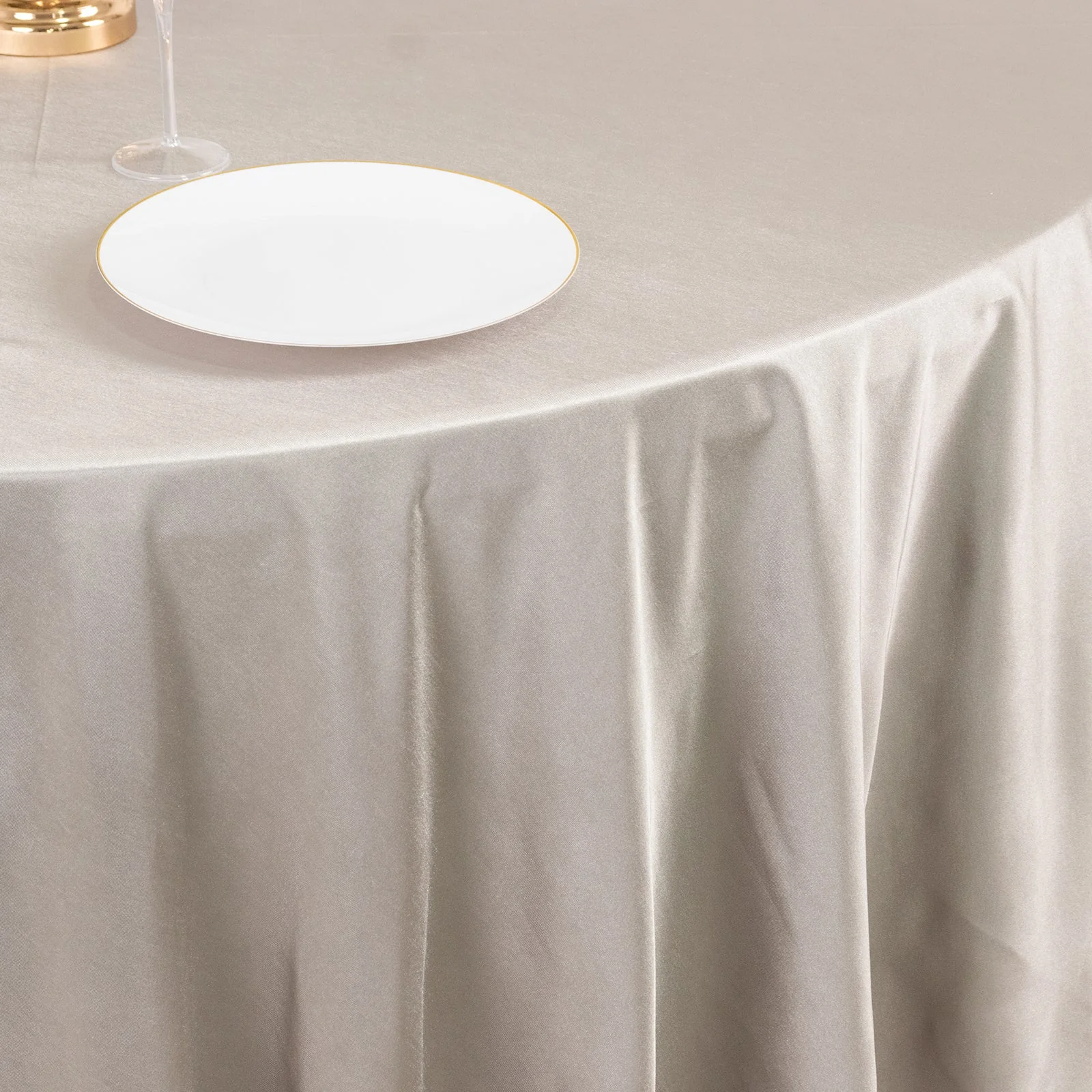 Scuba Round Tablecloth 108" Shimmer Silver - Wrinkle Free Table Cover - Image 5