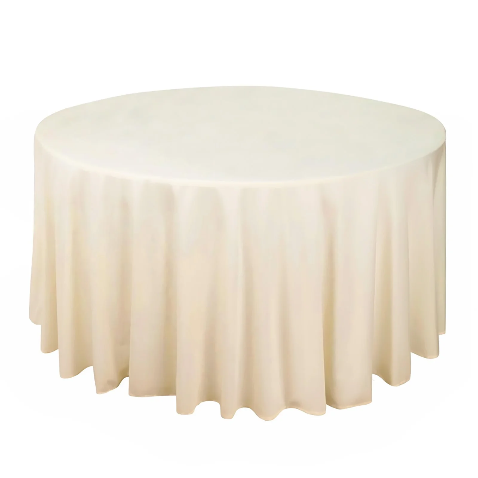 Scuba Round Tablecloth 120" Beige - Seamless & Wrinkle Free Table Cover - Image 7