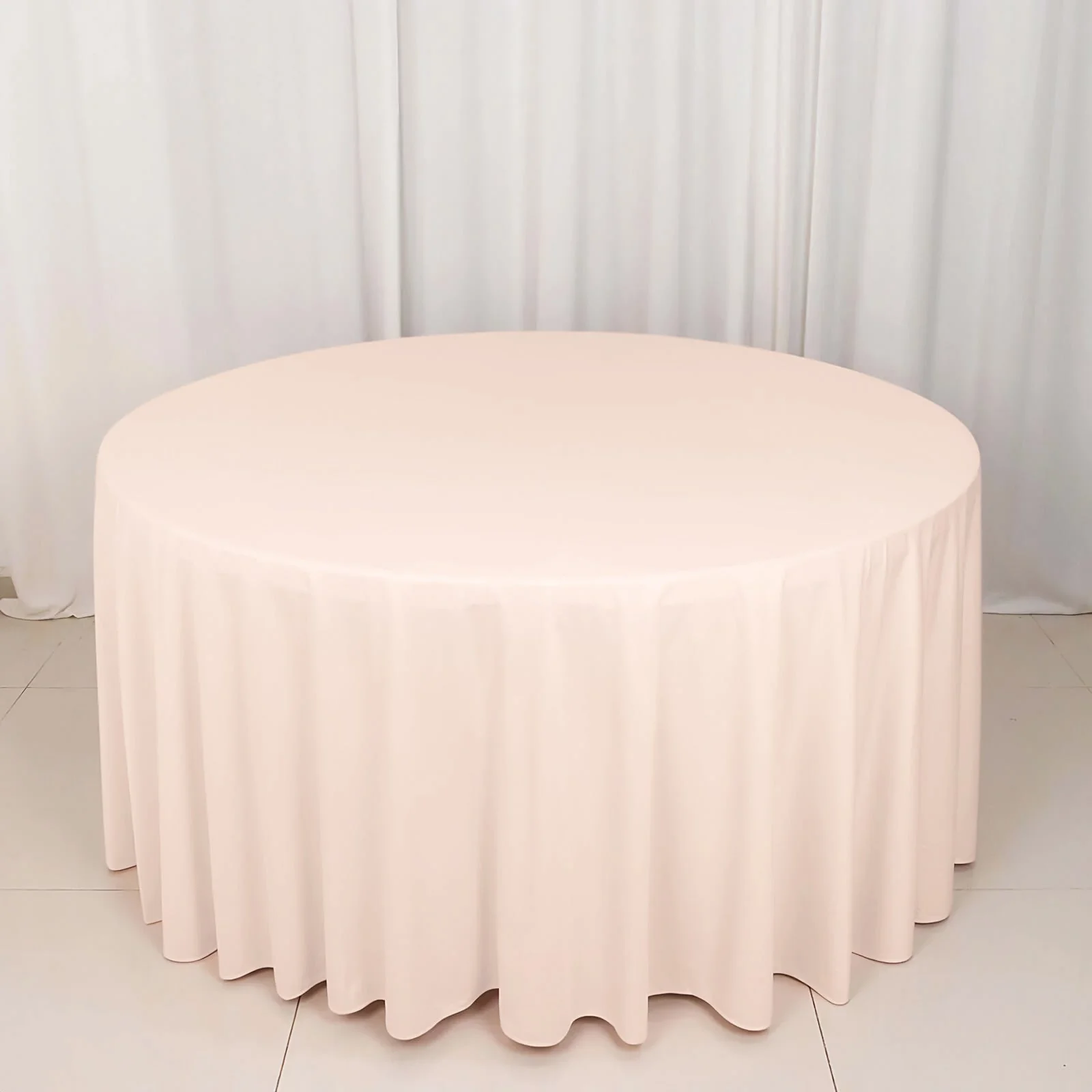 Scuba Round Tablecloth 120" Blush - Seamless & Wrinkle Free Table Cover - Image 6