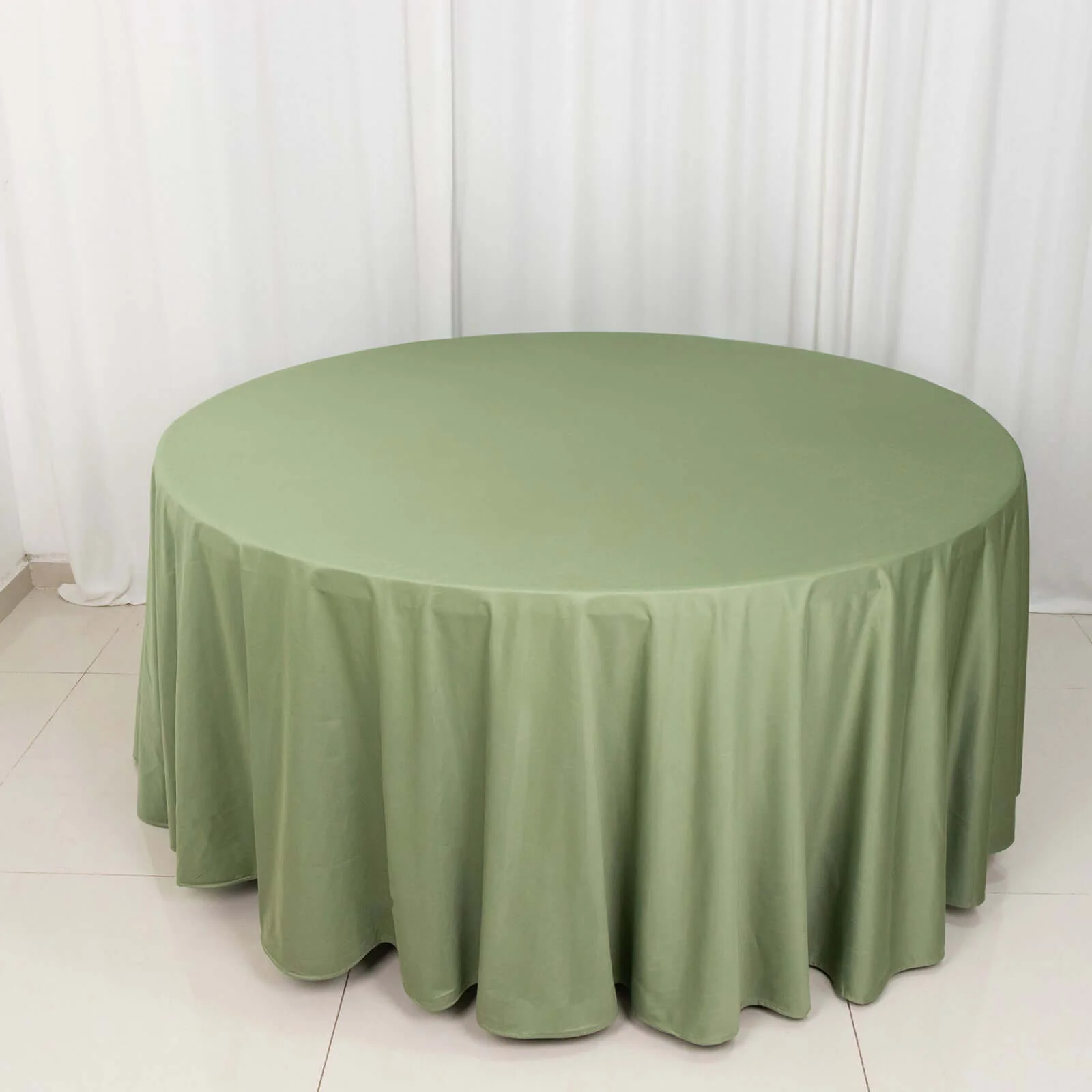 Scuba Round Tablecloth 120" Dusty Sage Green - Seamless & Wrinkle Free Table Cover - Image 7