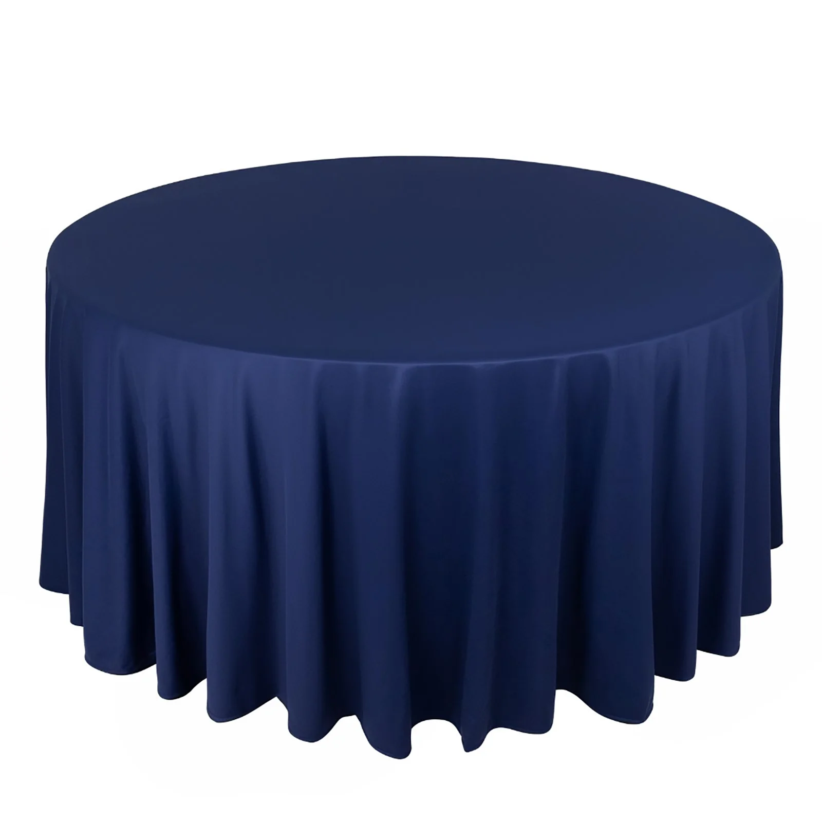 Scuba Round Tablecloth 120" Navy Blue - Seamless & Wrinkle Free Table Cover - Image 2