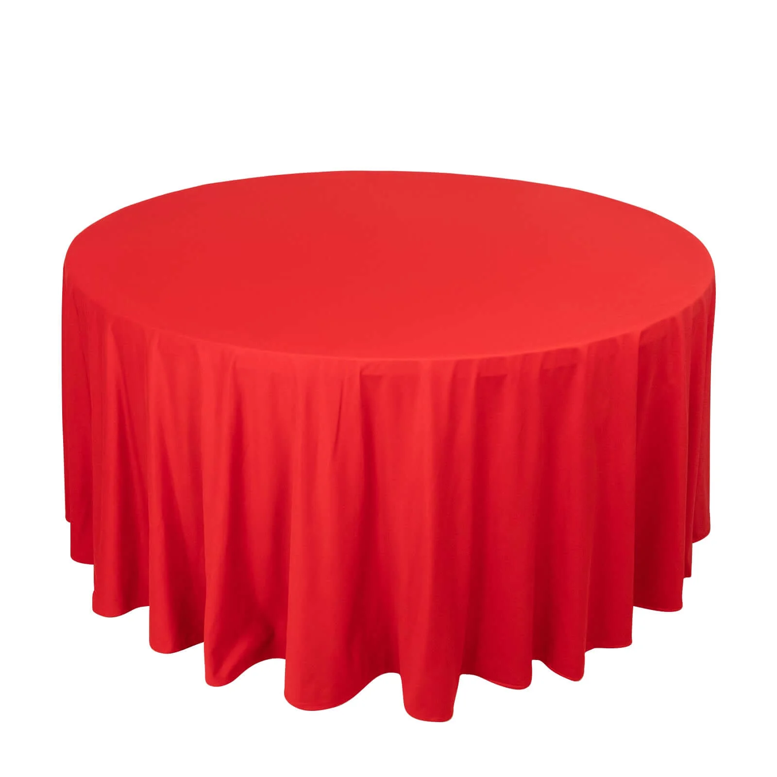 Scuba Round Tablecloth 120" Red - Seamless & Wrinkle Free Table Cover - Image 3