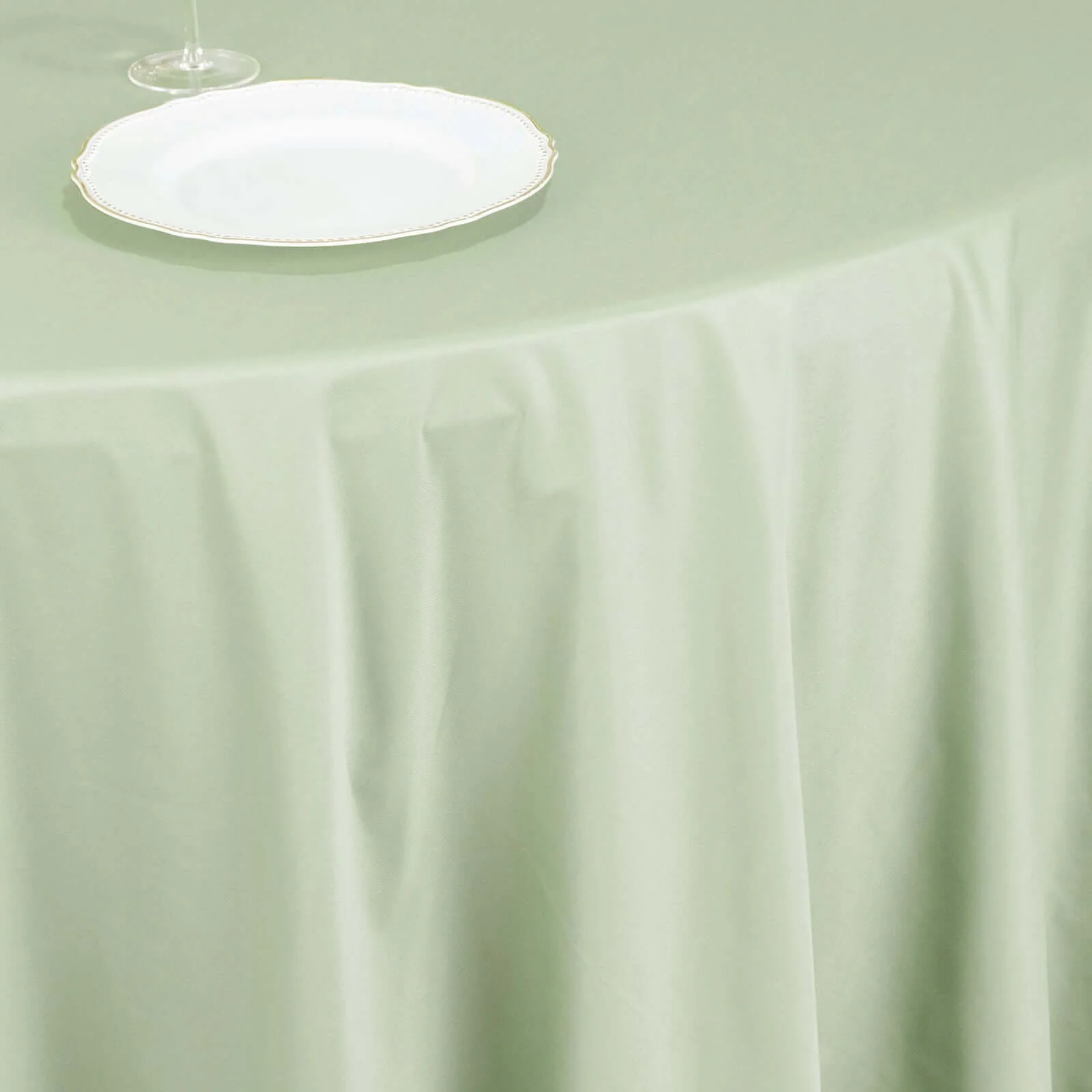 Scuba Round Tablecloth 120" Sage Green - Seamless & Wrinkle Free Table Cover - Image 7