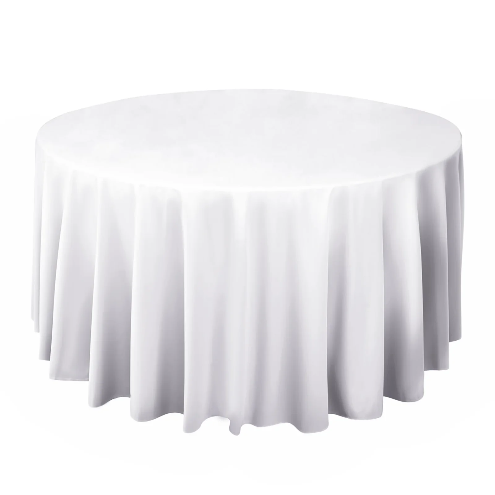 Scuba Round Tablecloth 120" White - Wrinkle Free & Stain Resistant Sophisticated Seamless Table Cover - Image 2