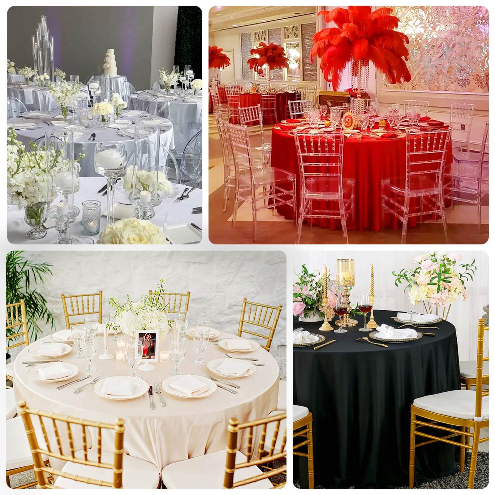 Scuba Round Tablecloth 120" White - Wrinkle Free & Stain Resistant Sophisticated Seamless Table Cover - Image 4