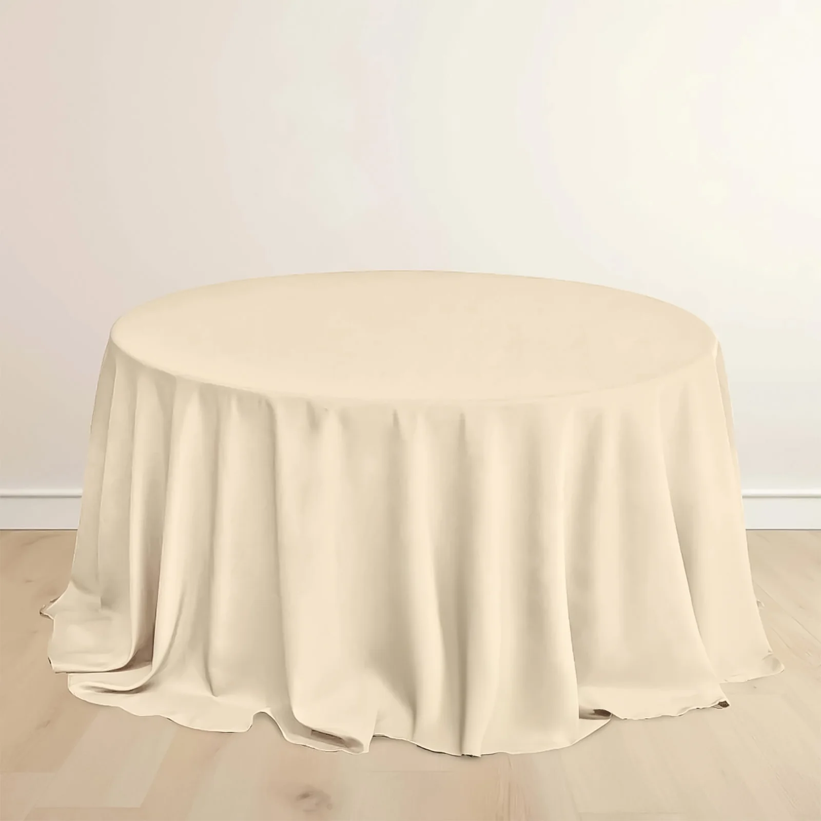 Scuba Round Tablecloth 132" Beige - Seamless & Wrinkle Free Table Cover