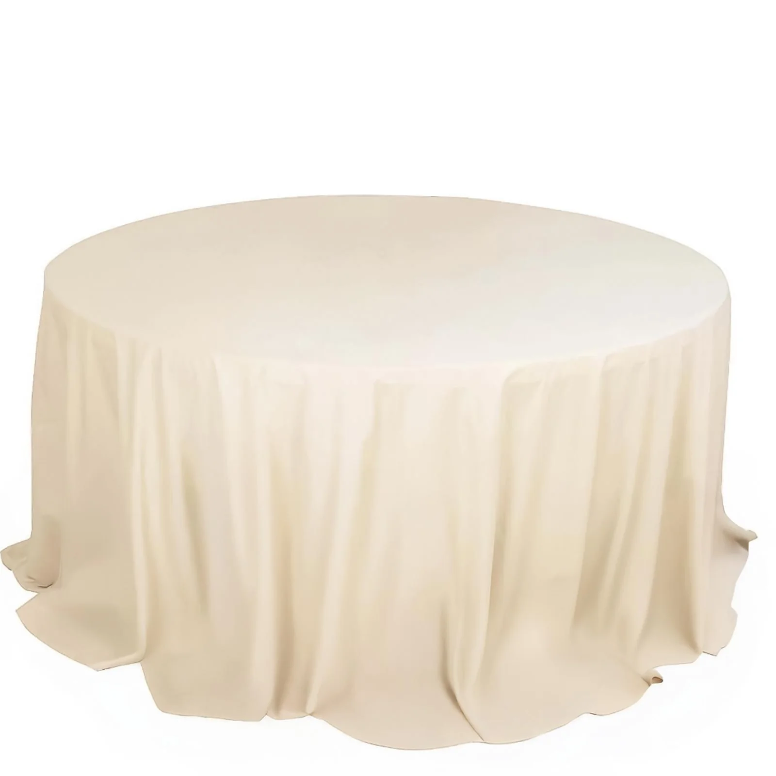 Scuba Round Tablecloth 132" Beige - Seamless & Wrinkle Free Table Cover - Image 7