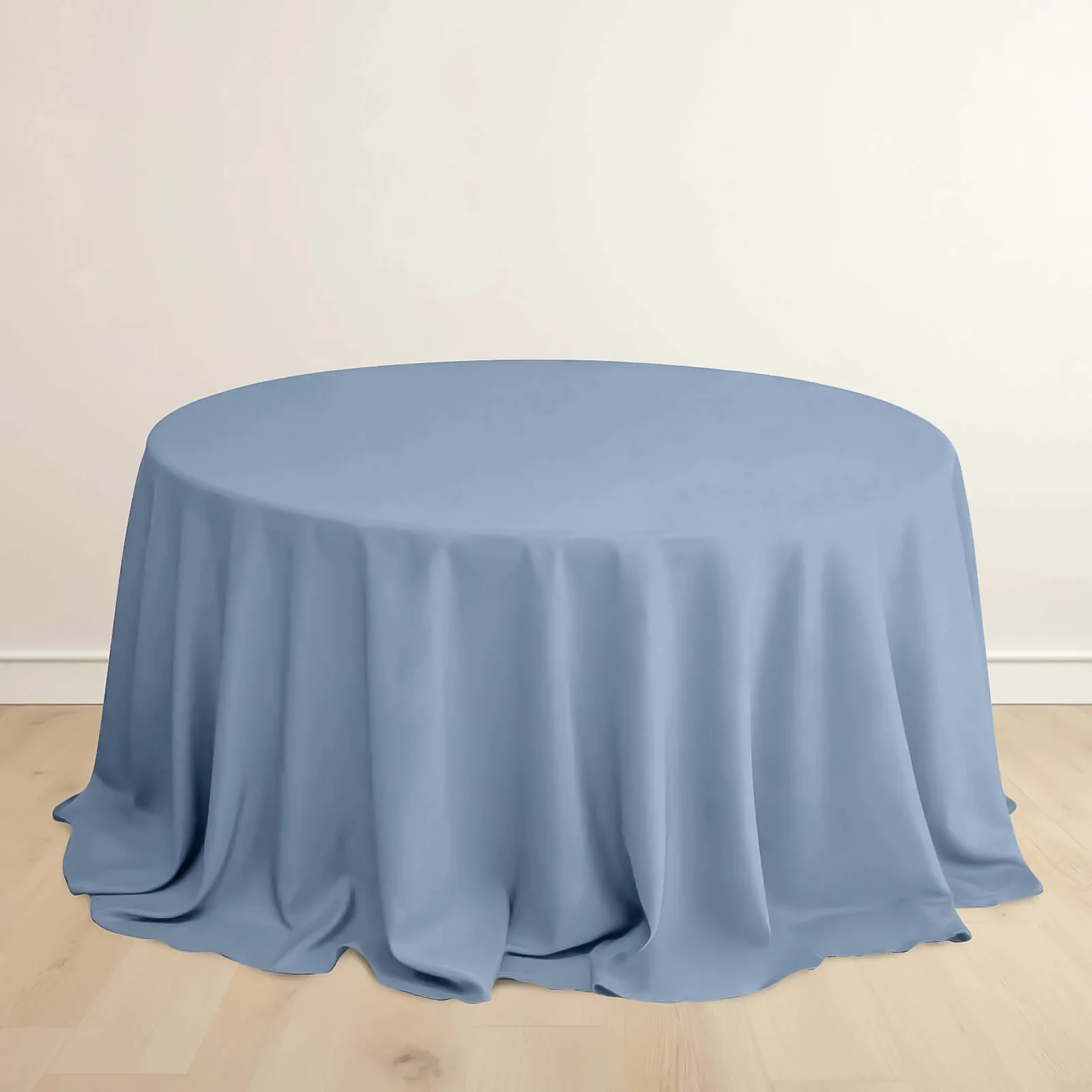 Scuba Round Tablecloth 132" Dusty Blue - Seamless & Wrinkle Free Table Cover