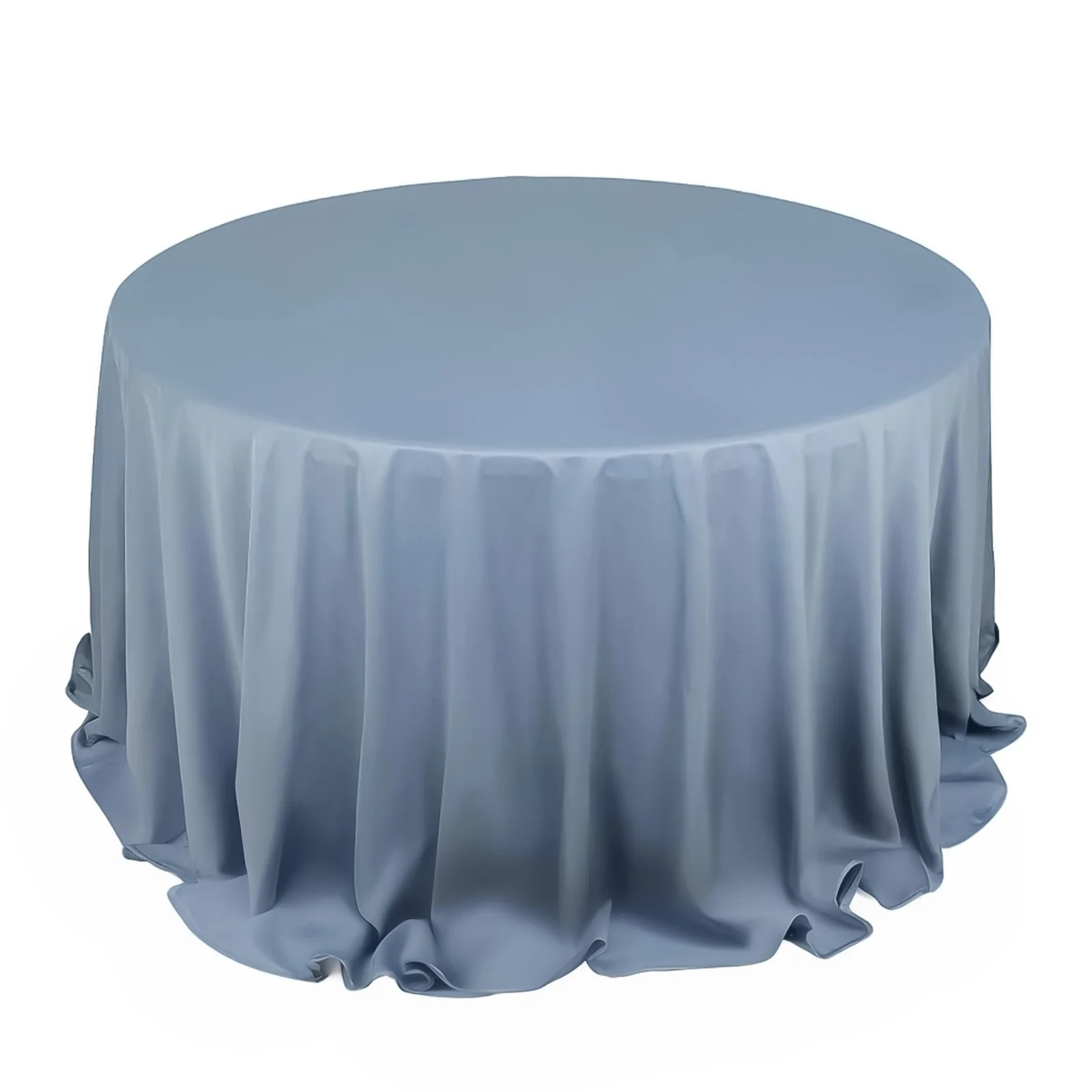 Scuba Round Tablecloth 132" Dusty Blue - Seamless & Wrinkle Free Table Cover - Image 3
