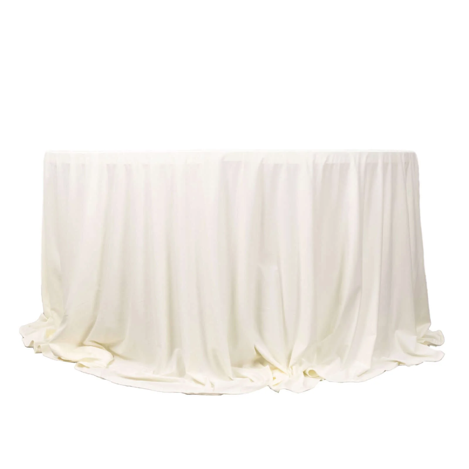 Scuba Round Tablecloth 132" Ivory - Seamless & Wrinkle Free Table Cover - Image 3