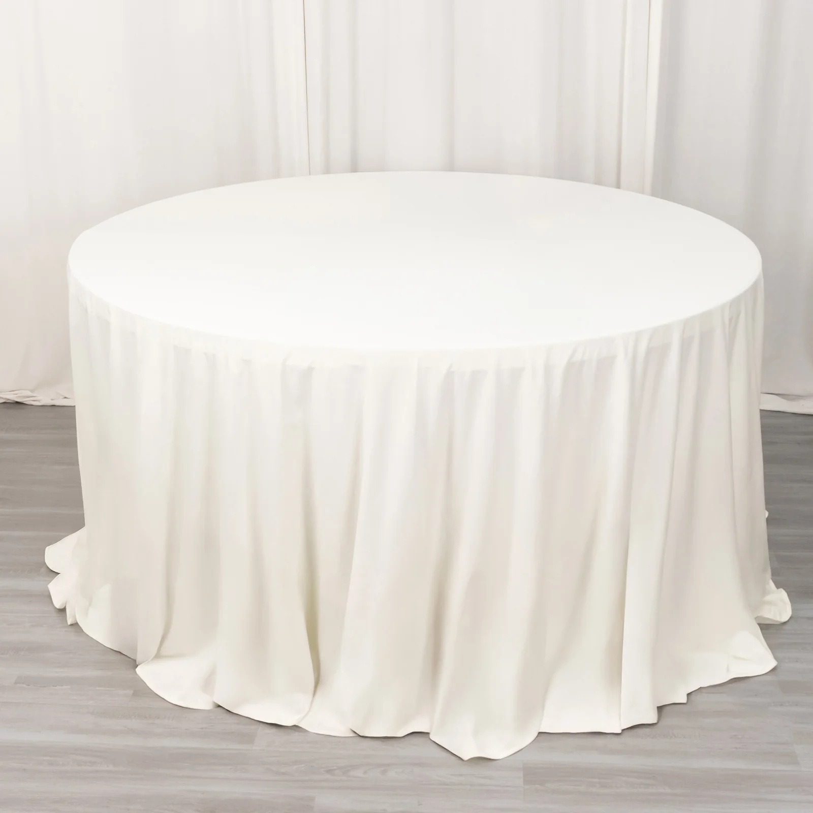 Scuba Round Tablecloth 132" Ivory - Seamless & Wrinkle Free Table Cover - Image 6