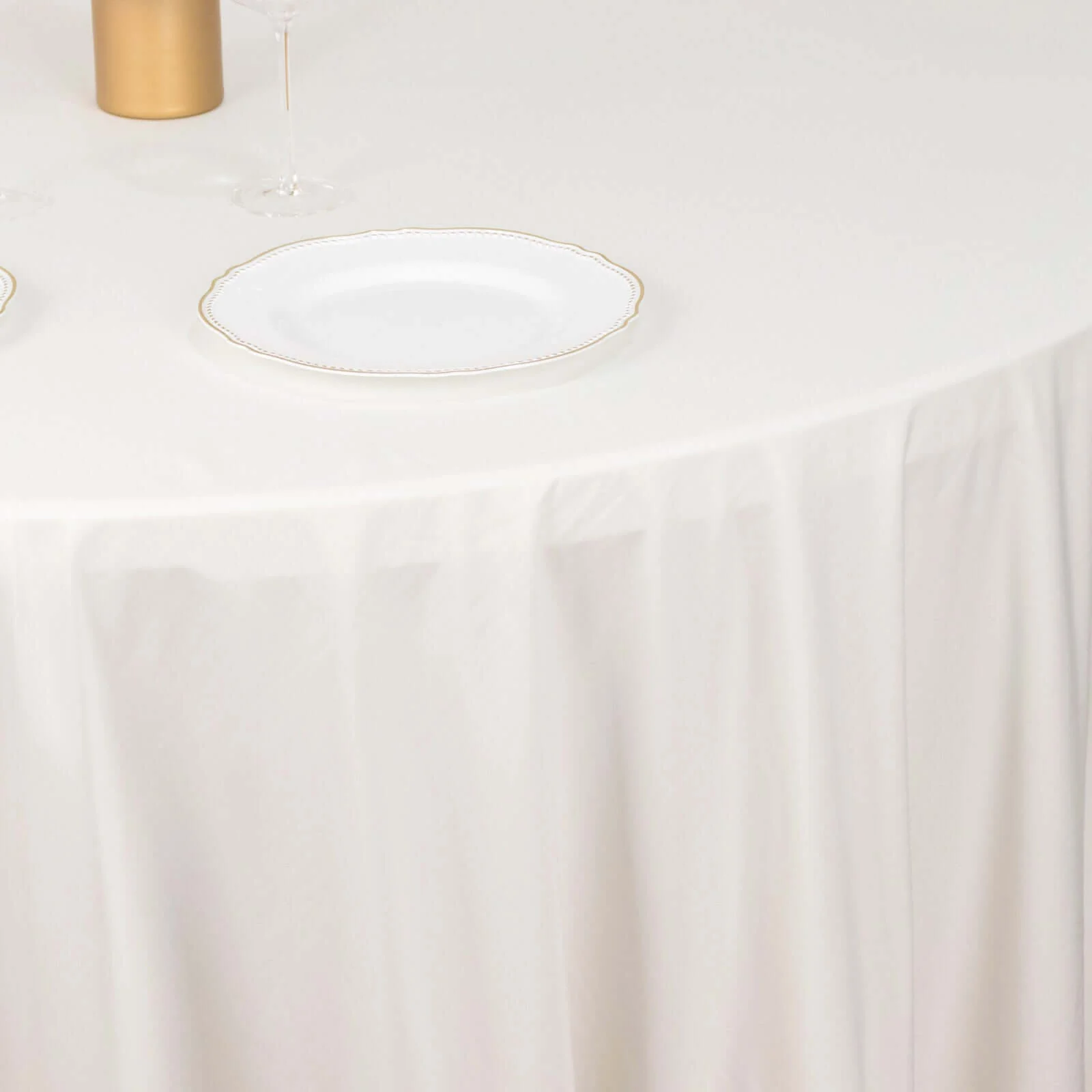 Scuba Round Tablecloth 132" Ivory - Seamless & Wrinkle Free Table Cover - Image 7