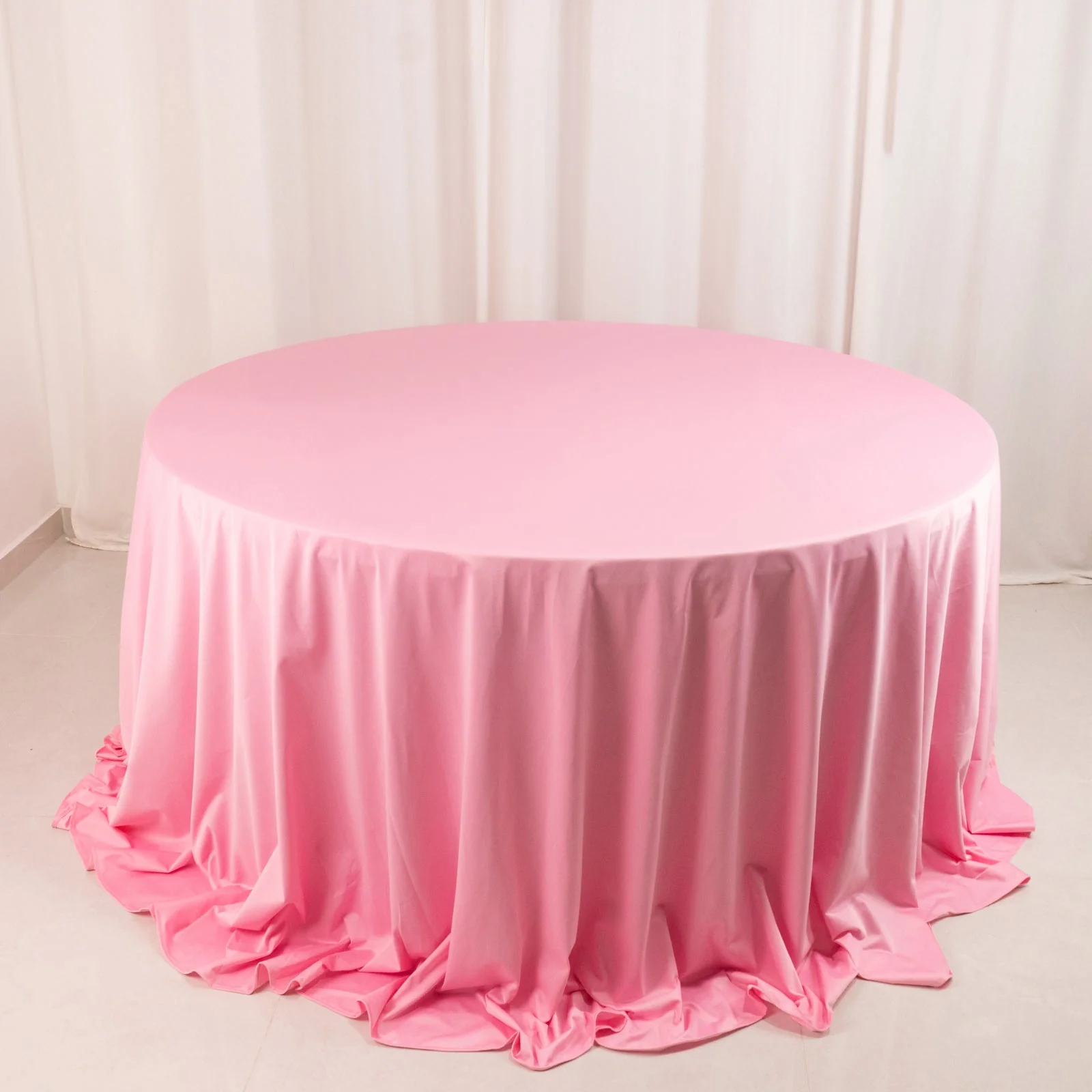 Scuba Round Tablecloth 132" Pink - Seamless & Wrinkle Free Table Cover