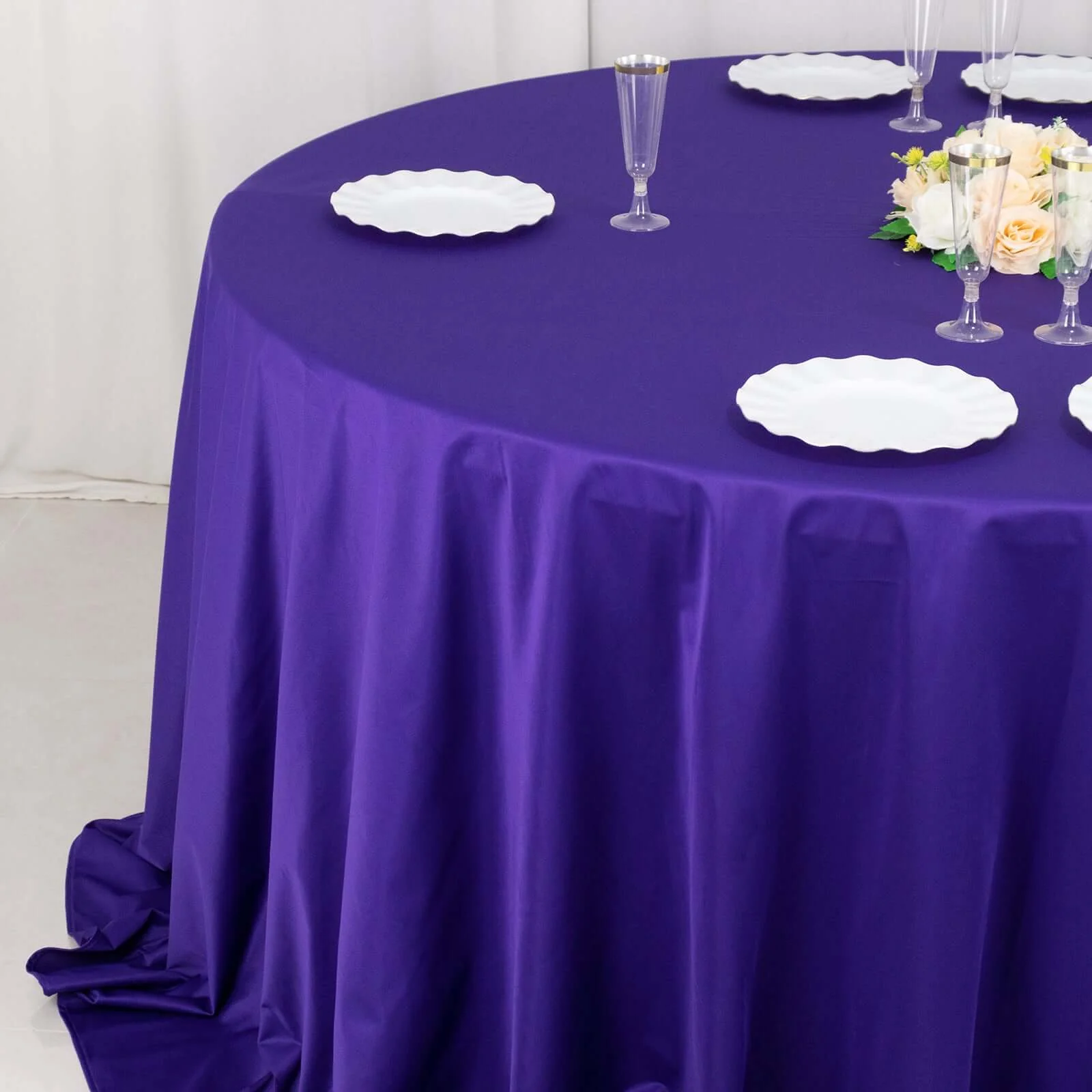 Scuba Round Tablecloth 132" Purple - Seamless & Wrinkle Free Table Cover - Image 6