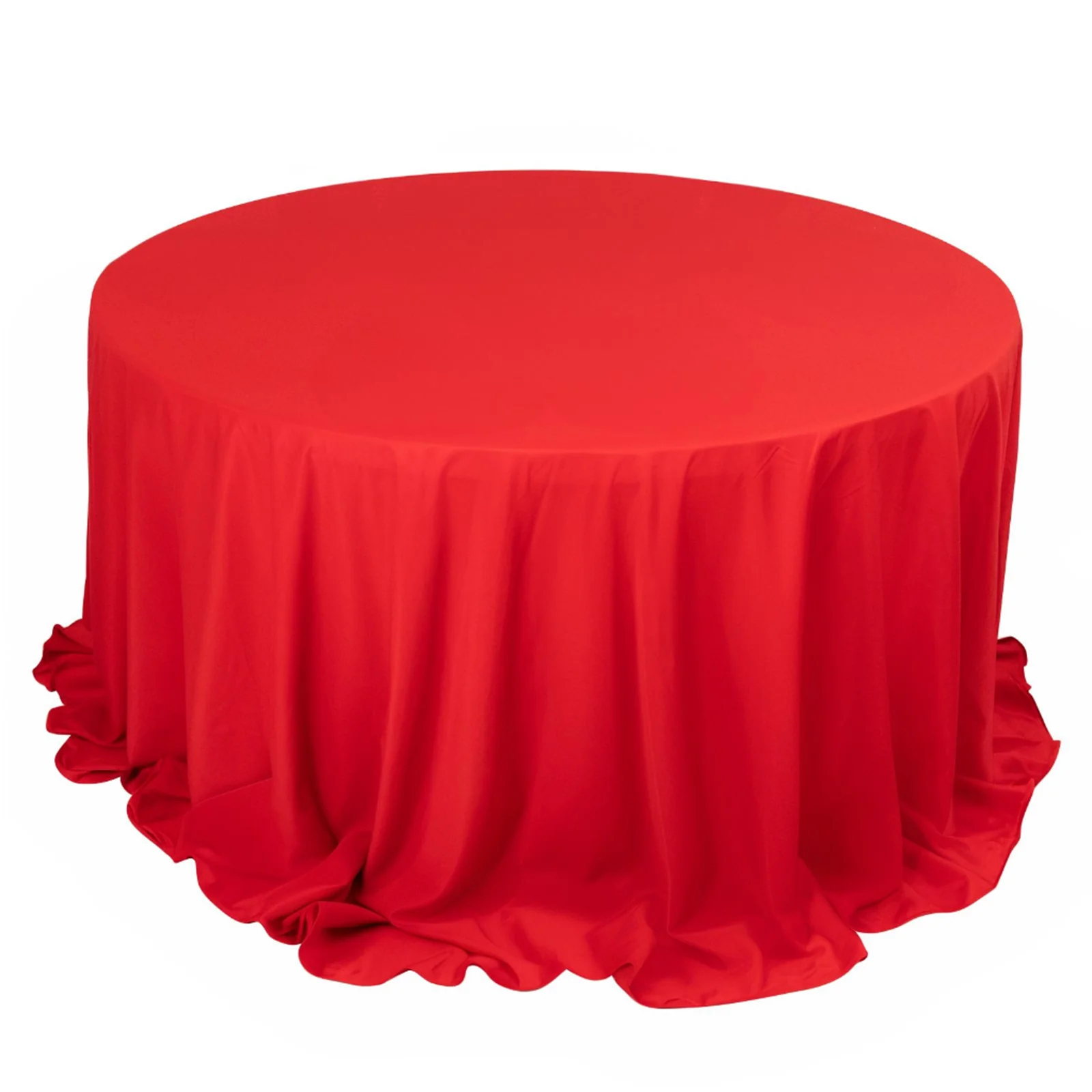 Scuba Round Tablecloth 132" Red - Seamless & Wrinkle Free Table Cover - Image 3