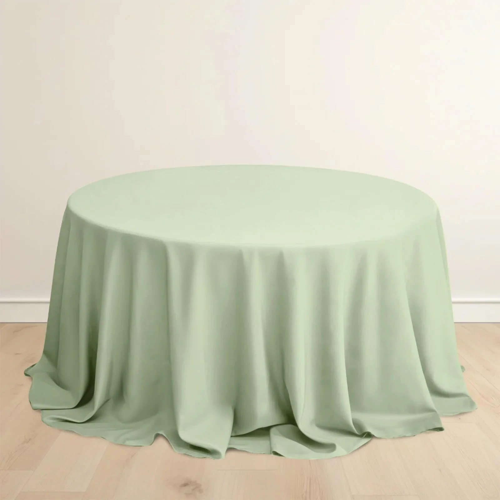 Scuba Round Tablecloth 132" Sage Green - Seamless & Wrinkle Free Table Cover