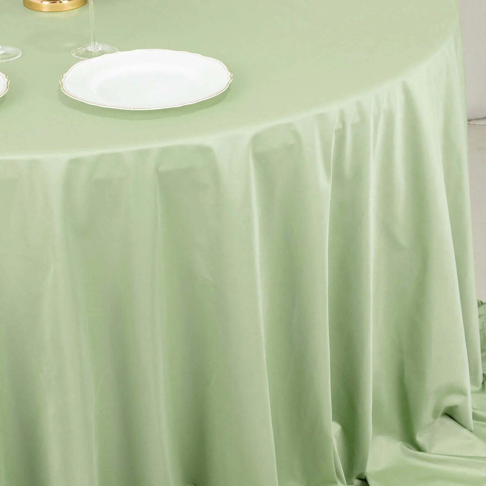 Scuba Round Tablecloth 132" Sage Green - Seamless & Wrinkle Free Table Cover - Image 16