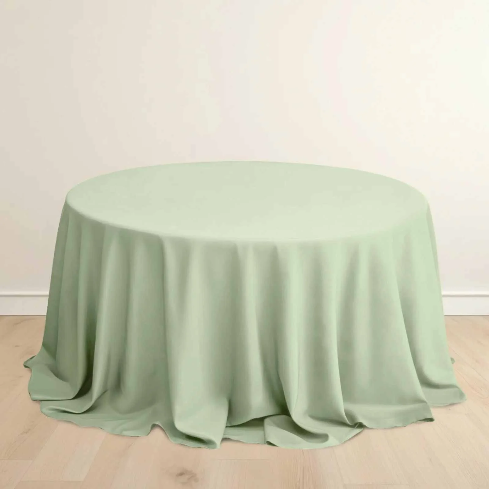 Scuba Round Tablecloth 132" Sage Green - Seamless & Wrinkle Free Table Cover - Image 2