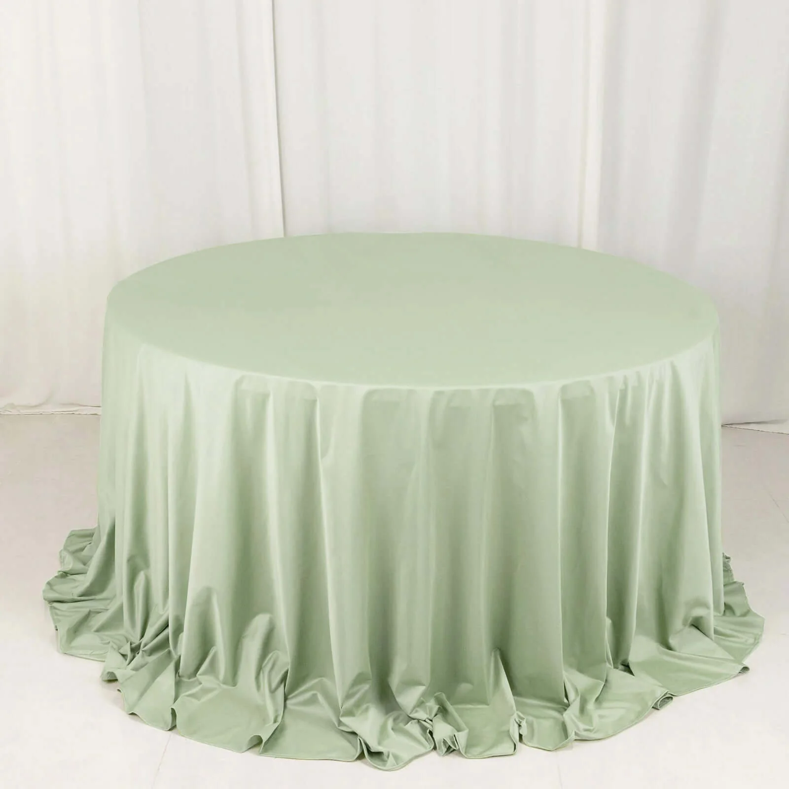 Scuba Round Tablecloth 132" Sage Green - Seamless & Wrinkle Free Table Cover - Image 7