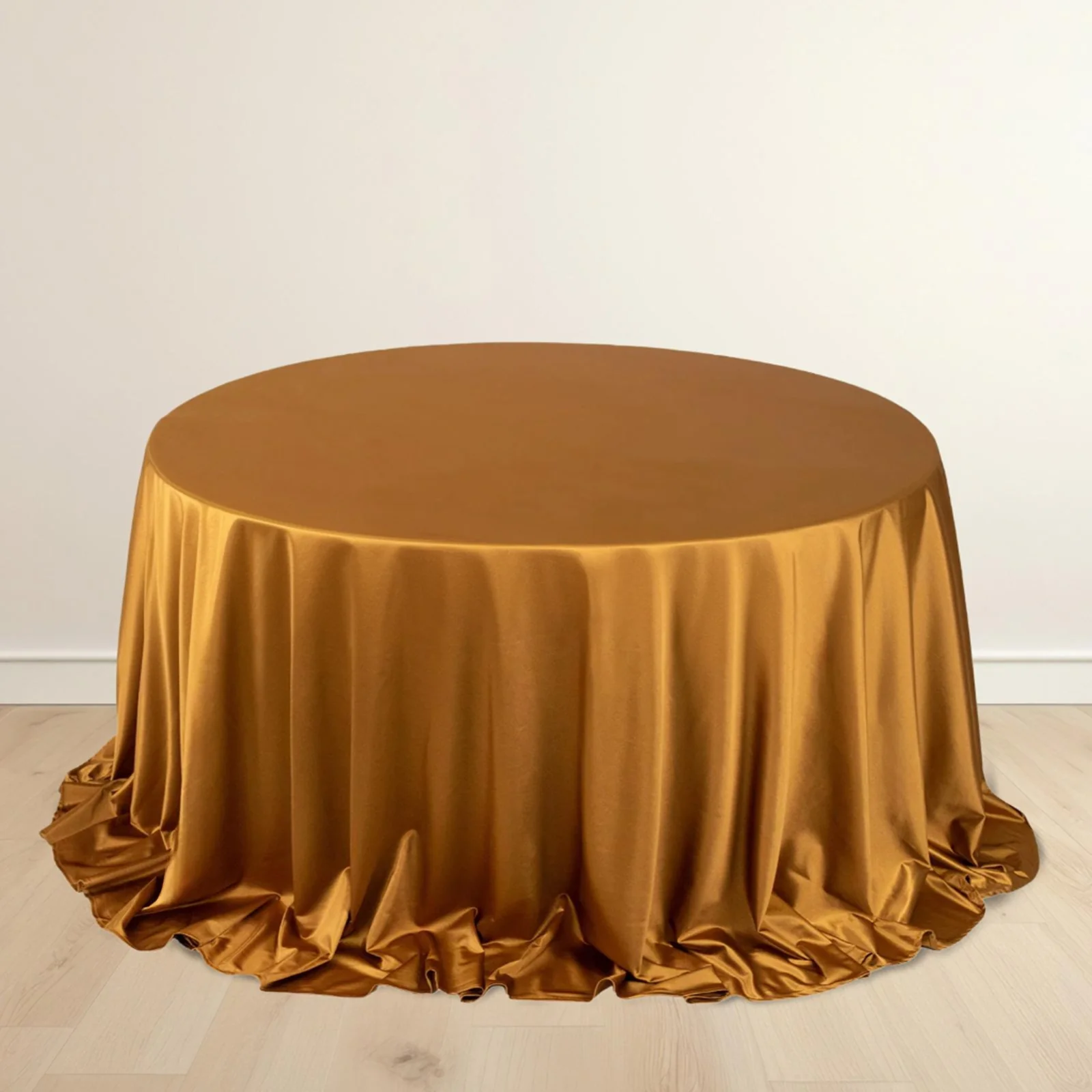 Scuba Round Tablecloth 132" Shimmer Gold - Wrinkle Free & Stain Resistant Seamless Table Cover