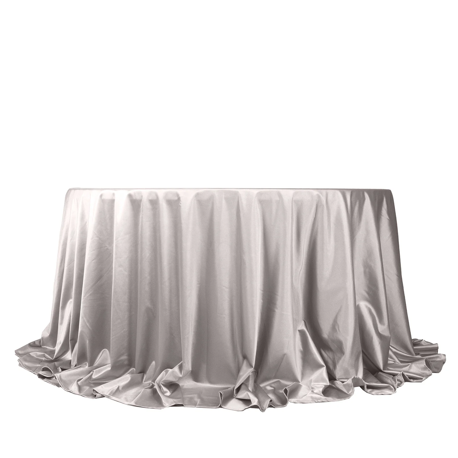 Scuba Round Tablecloth 132" Shimmer Silver - Seamless & Wrinkle Free Table Cover - Image 5
