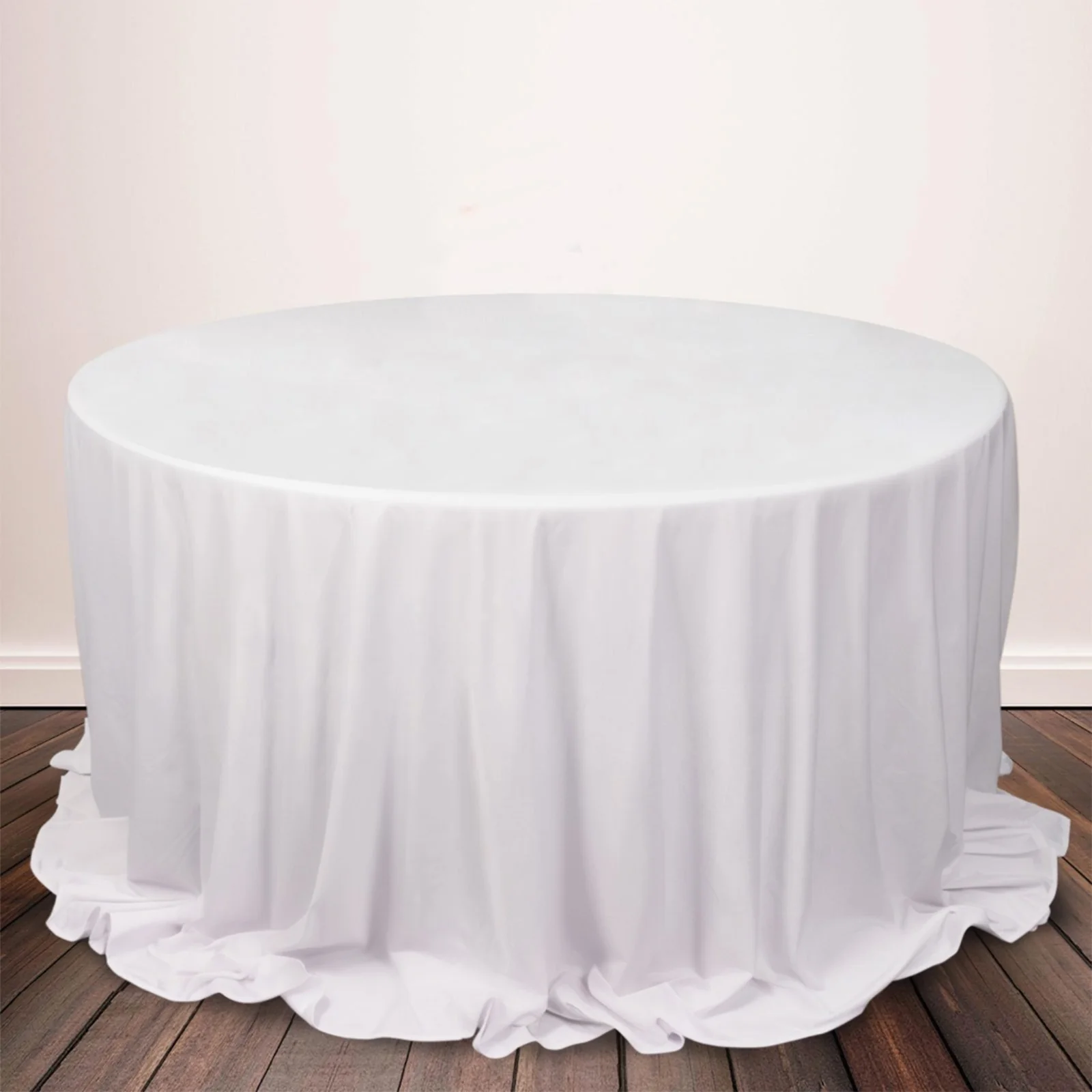 Scuba Round Tablecloth 132" White - Wrinkle Free & Stain Resistant Sophisticated Seamless Table Cover