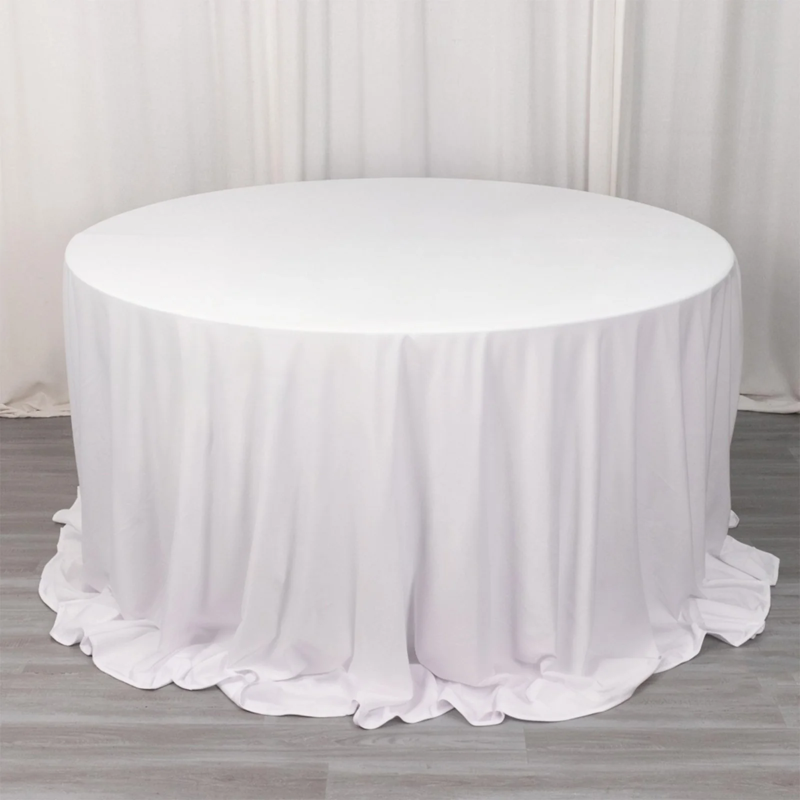 Scuba Round Tablecloth 132" White - Wrinkle Free & Stain Resistant Sophisticated Seamless Table Cover - Image 5