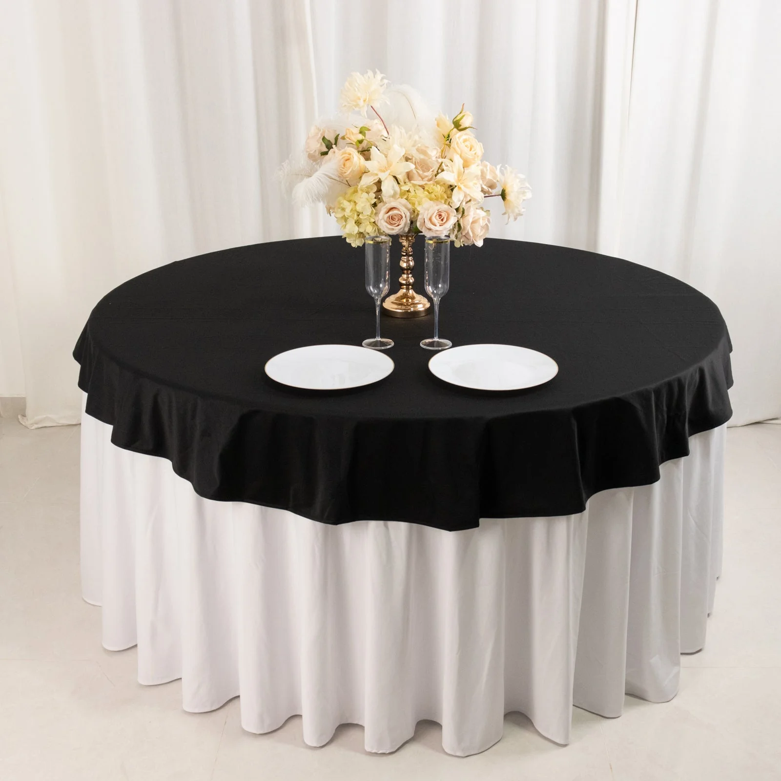 Scuba Round Tablecloth 70" Black - Wrinkle Free & Stain Resistant Sophisticated Table Cover - Image 2