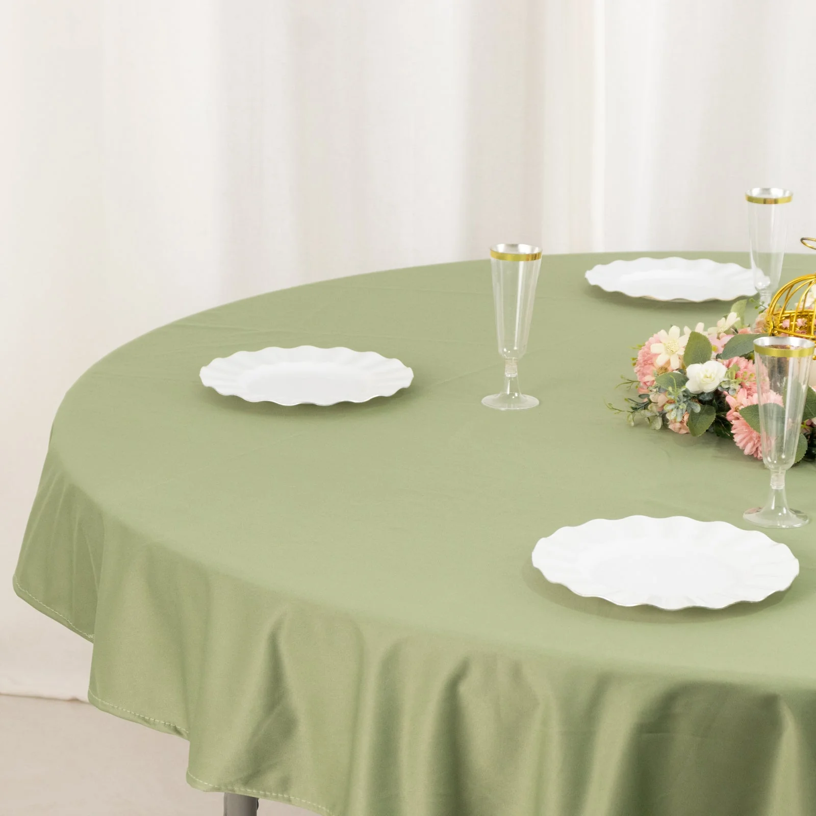 Scuba Round Tablecloth 70" Dusty Sage Green - Wrinkle Free Table Cover - Image 6