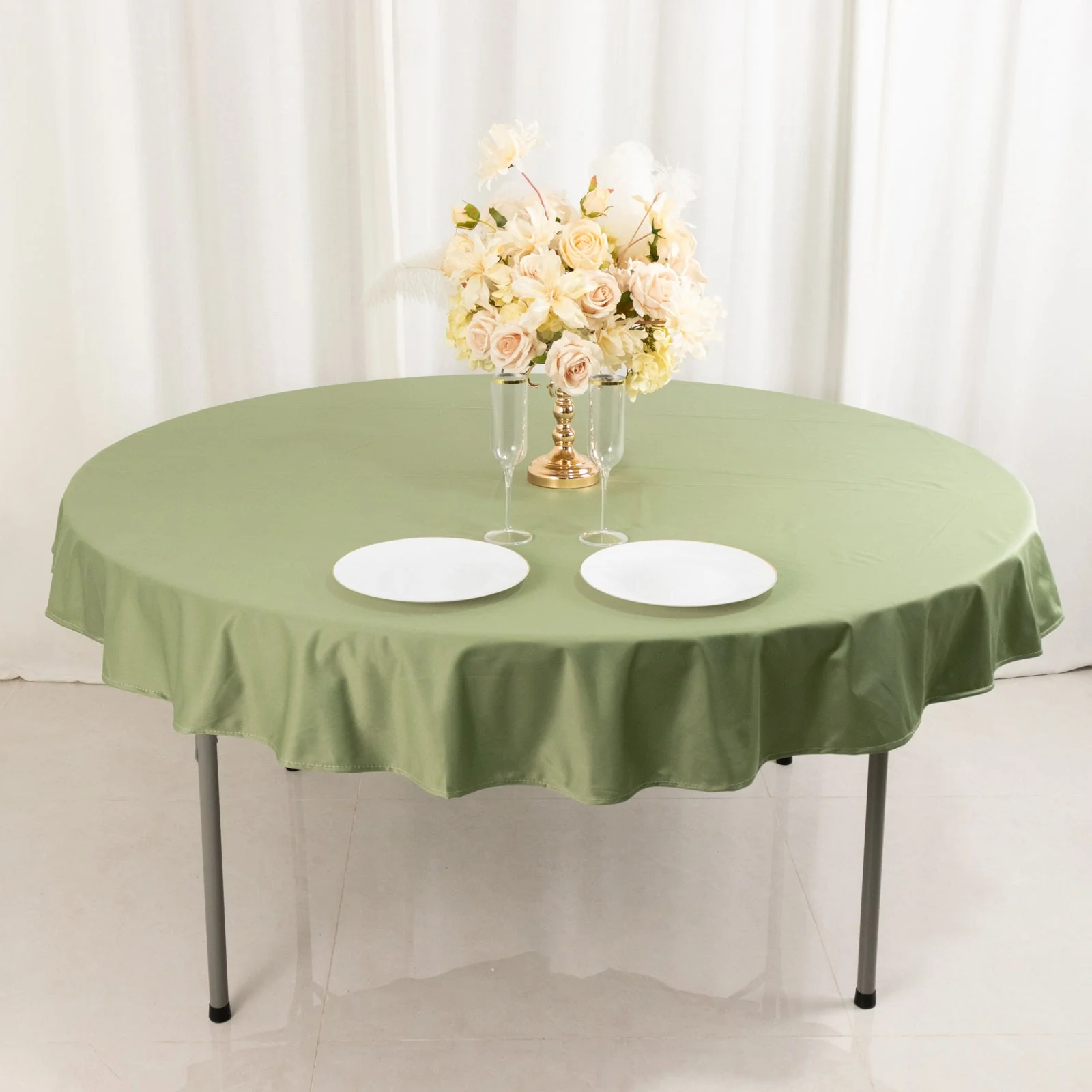 Scuba Round Tablecloth 70" Dusty Sage Green - Wrinkle Free Table Cover - Image 9