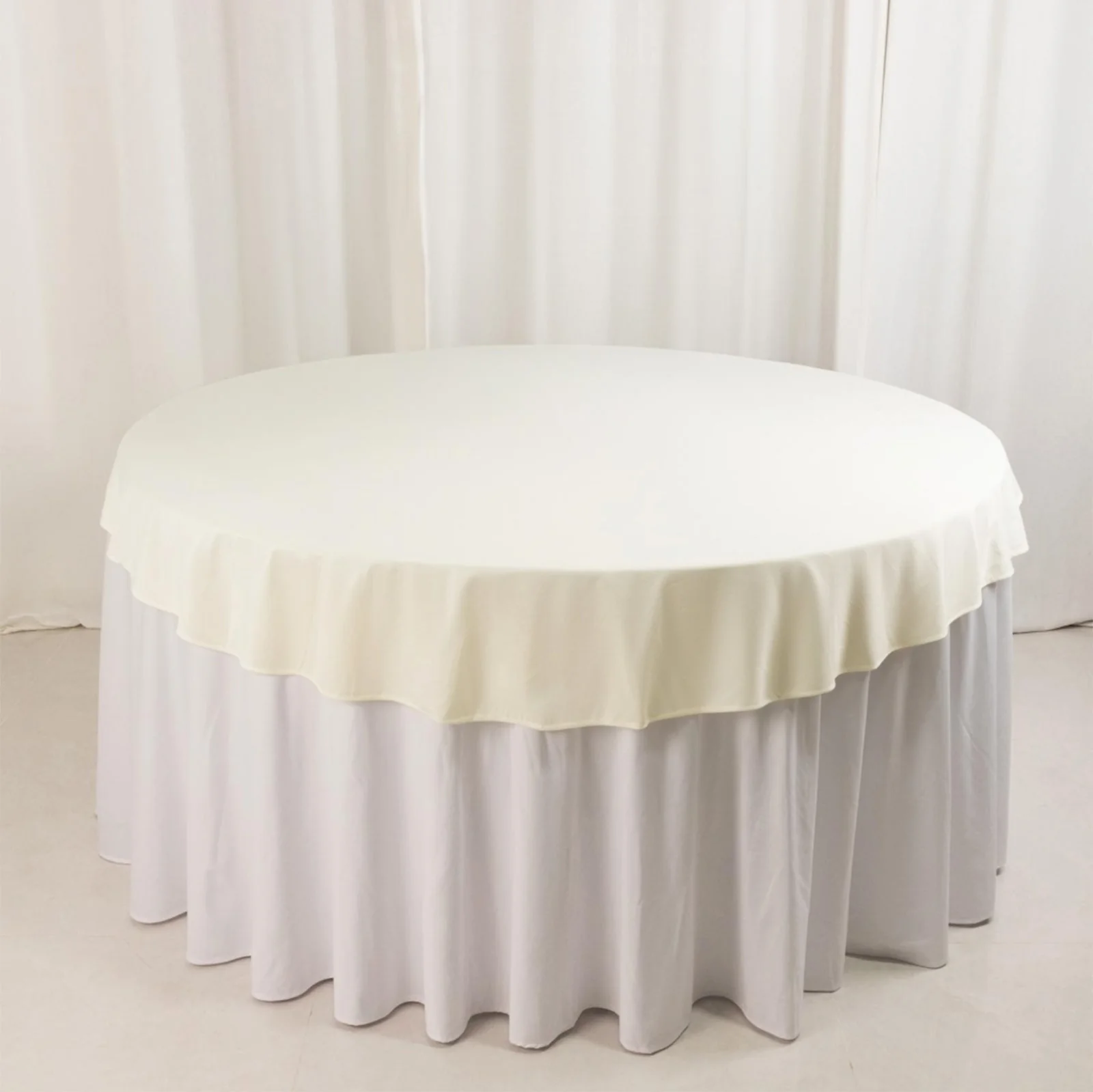 Scuba Round Tablecloth 70" Ivory - Wrinkle Free Table Cover